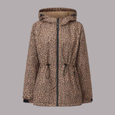 Women's Adjustable Fit Waterproof Rain Jacket Leopard