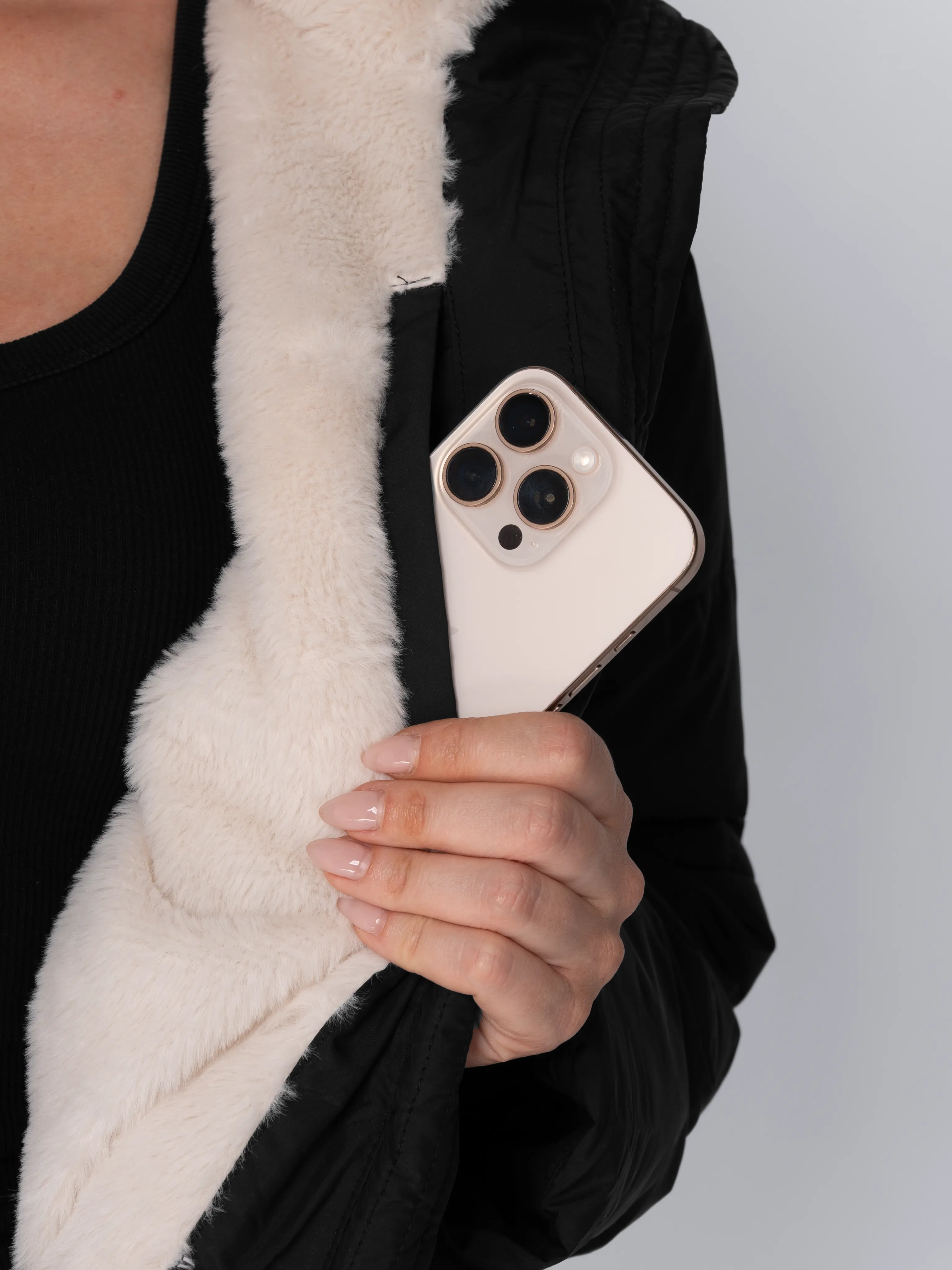 WarmCore™ Faux Fur Lined Detachable Hooded Short Puffer Jacket