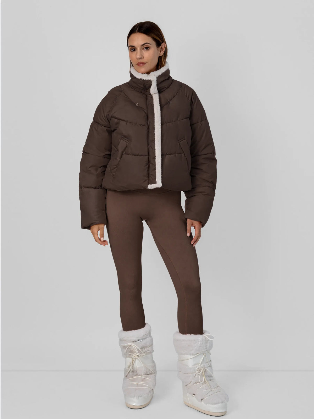 WarmCore™ Faux Fur Lined Detachable Hood Trim Bomber Jacket