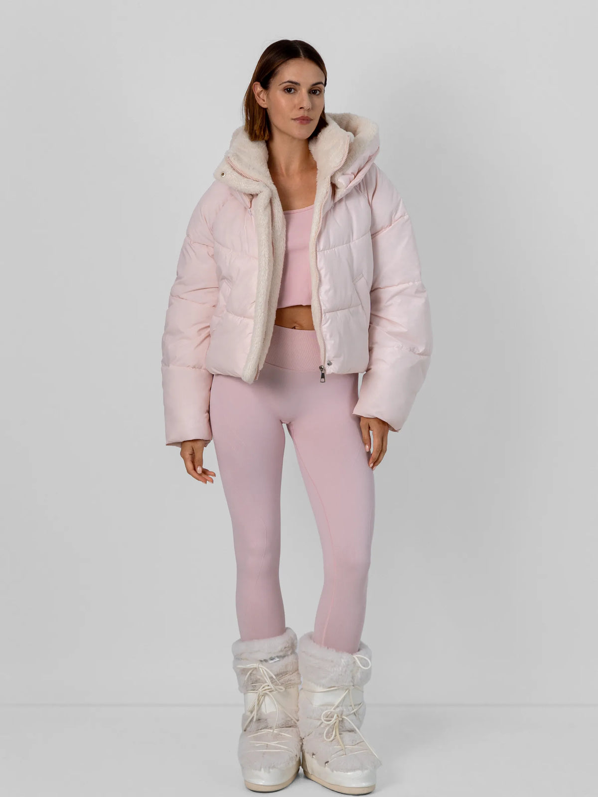 WarmCore™ Faux Fur Lined Detachable Hood Trim Bomber Jacket