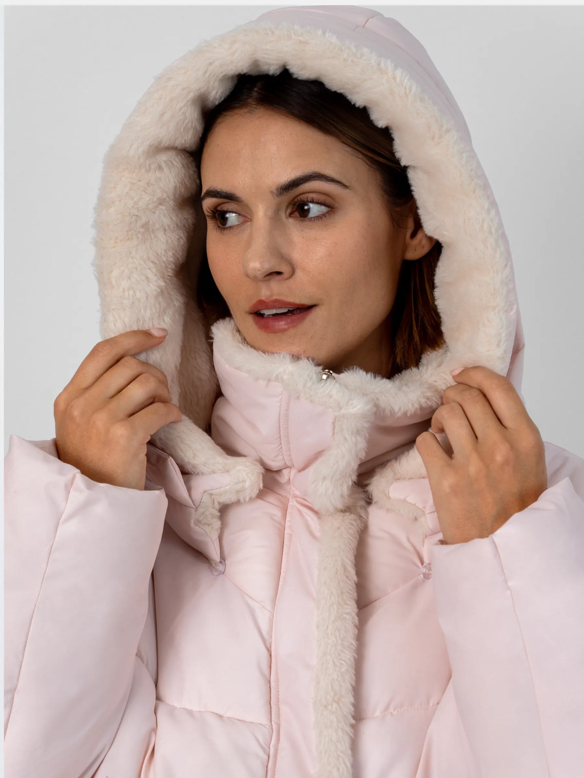 WarmCore™ Faux Fur Lined Detachable Hood Trim Bomber Jacket