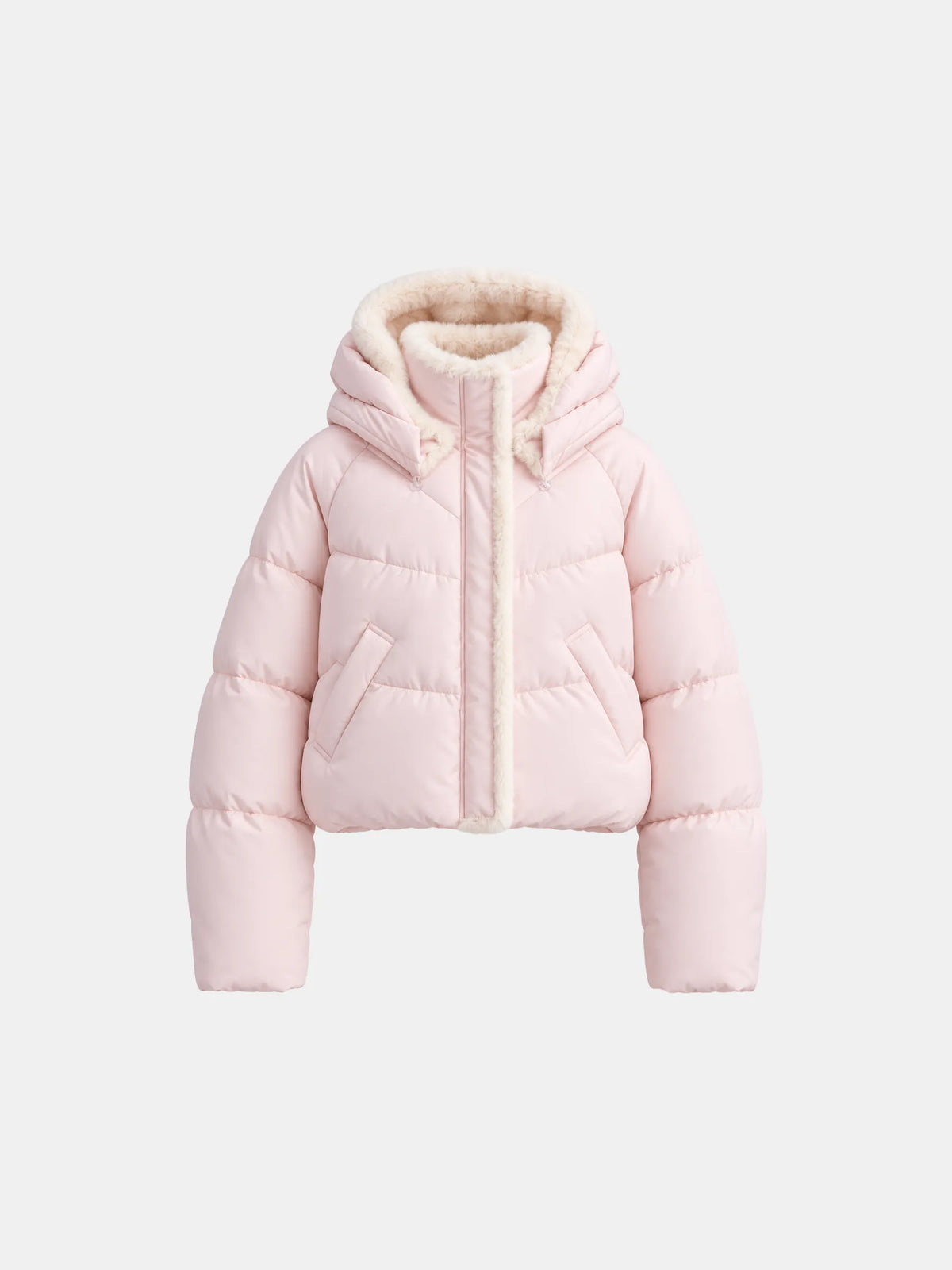 WarmCore™ Faux Fur Lined Detachable Hood Trim Bomber Jacket