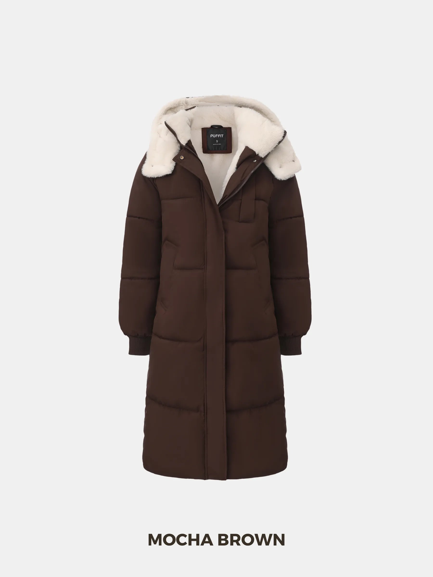Chaqueta acolchada larga clásica con forro de piel sintética WarmCore™