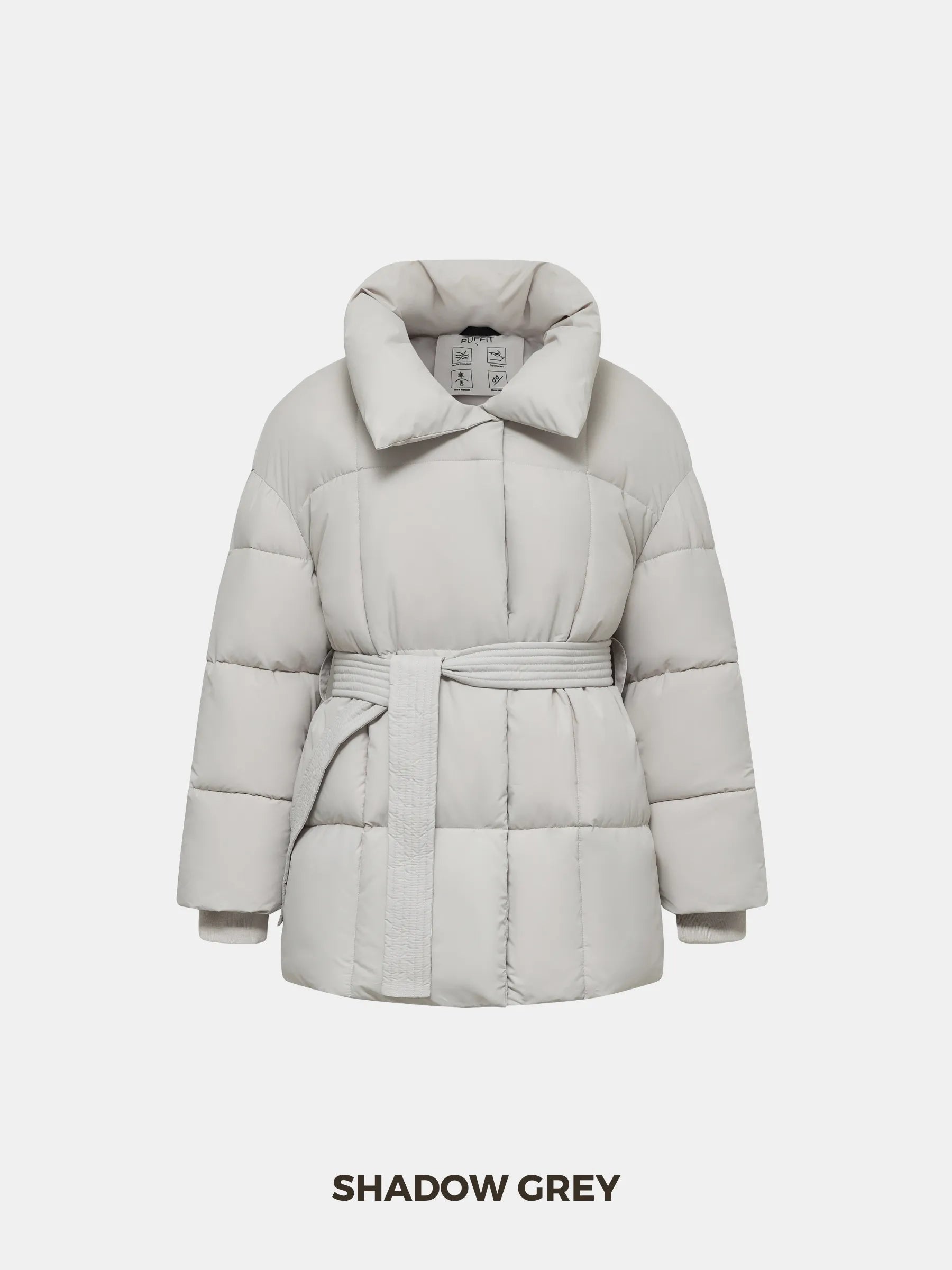 Chaqueta acolchada con capucha desmontable WarmCore™ en negro brillante