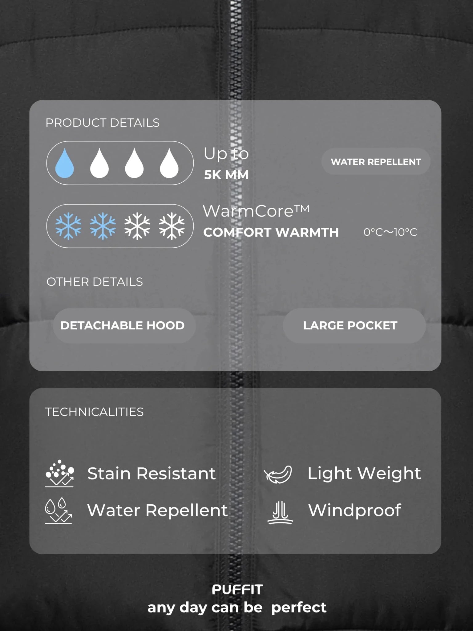 WarmCore™ Classic Short Detachable Hooded Puffer Jacket - PUFFITMid Puffers