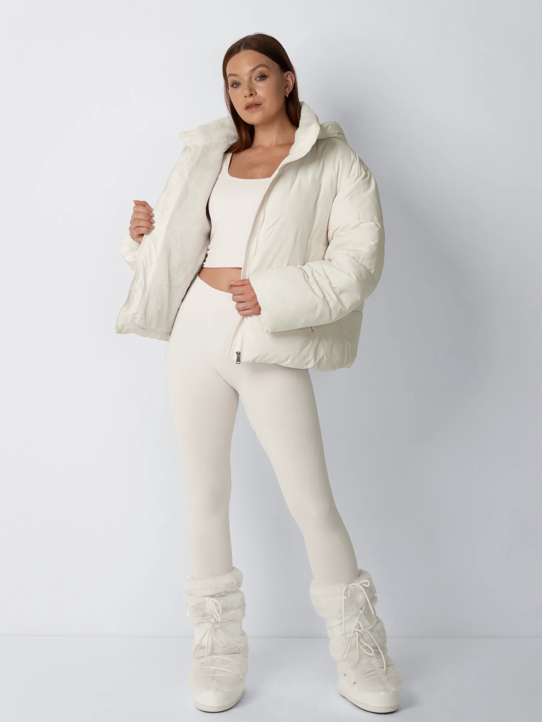 WarmCore™ Shiny Black Detachable Hooded Puffer Jacket - PUFFIT