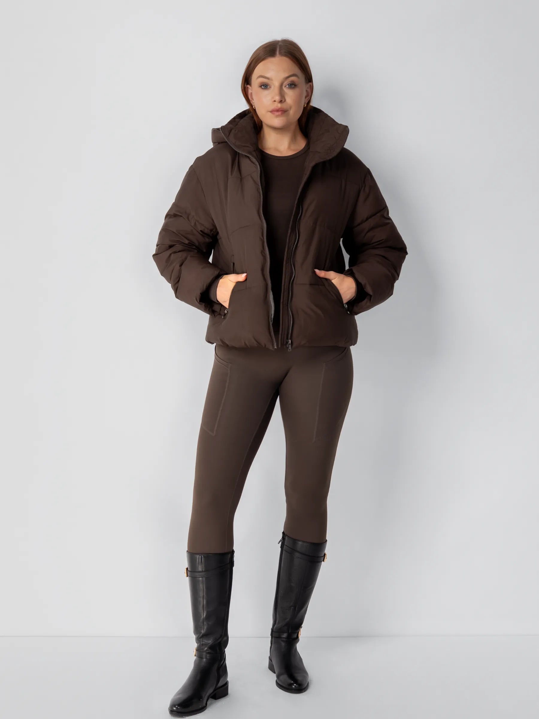 WarmCore™ Shiny Black Detachable Hooded Puffer Jacket - PUFFIT