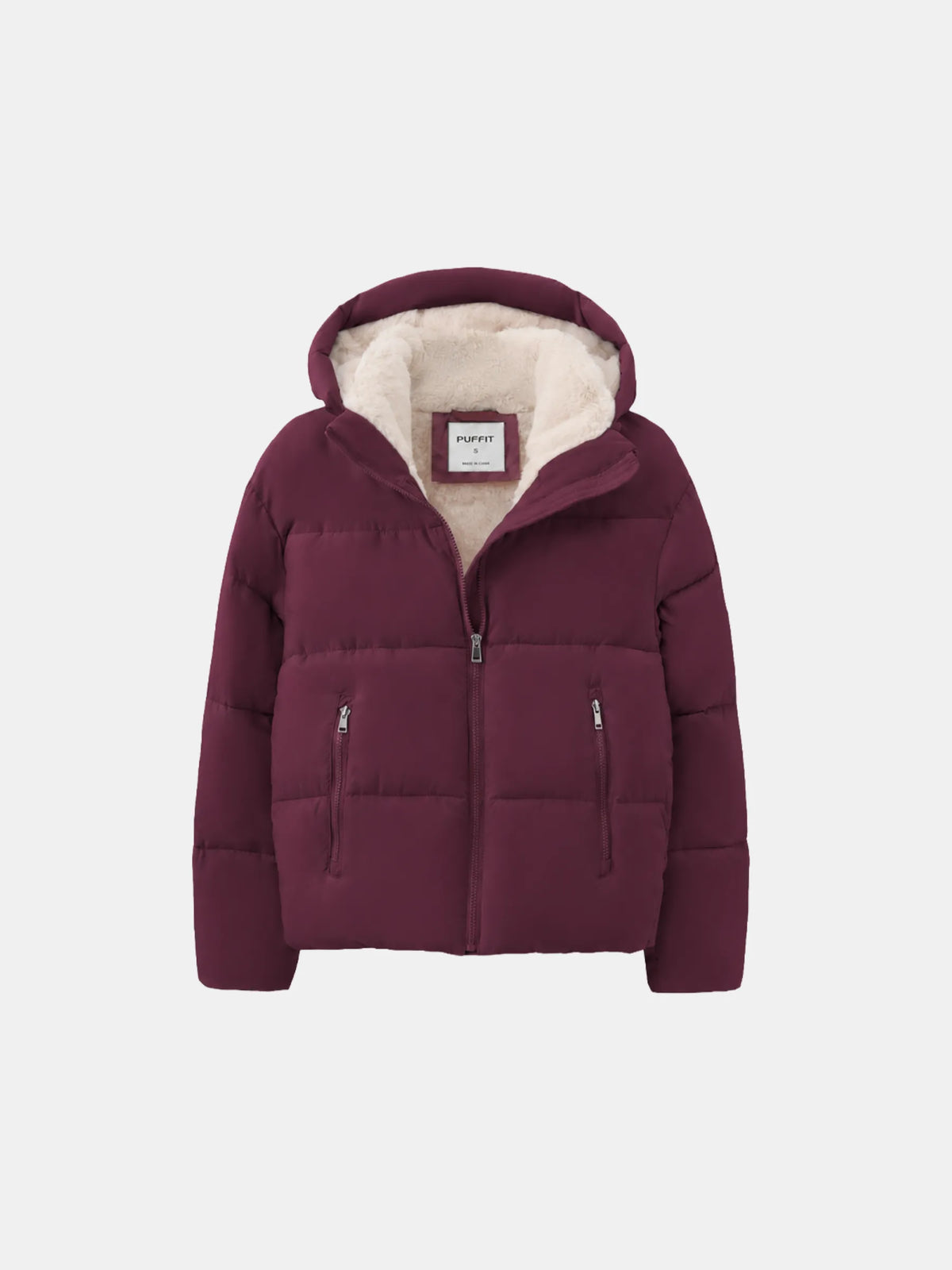WarmCore™ Kurze Steppjacke mit Kunstpelzfutter und abnehmbarer Kapuze