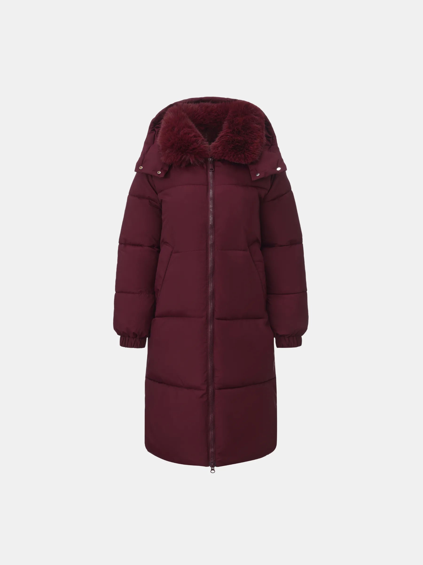 WarmCore™ Faux Fur Collar Long Puffer Jacket