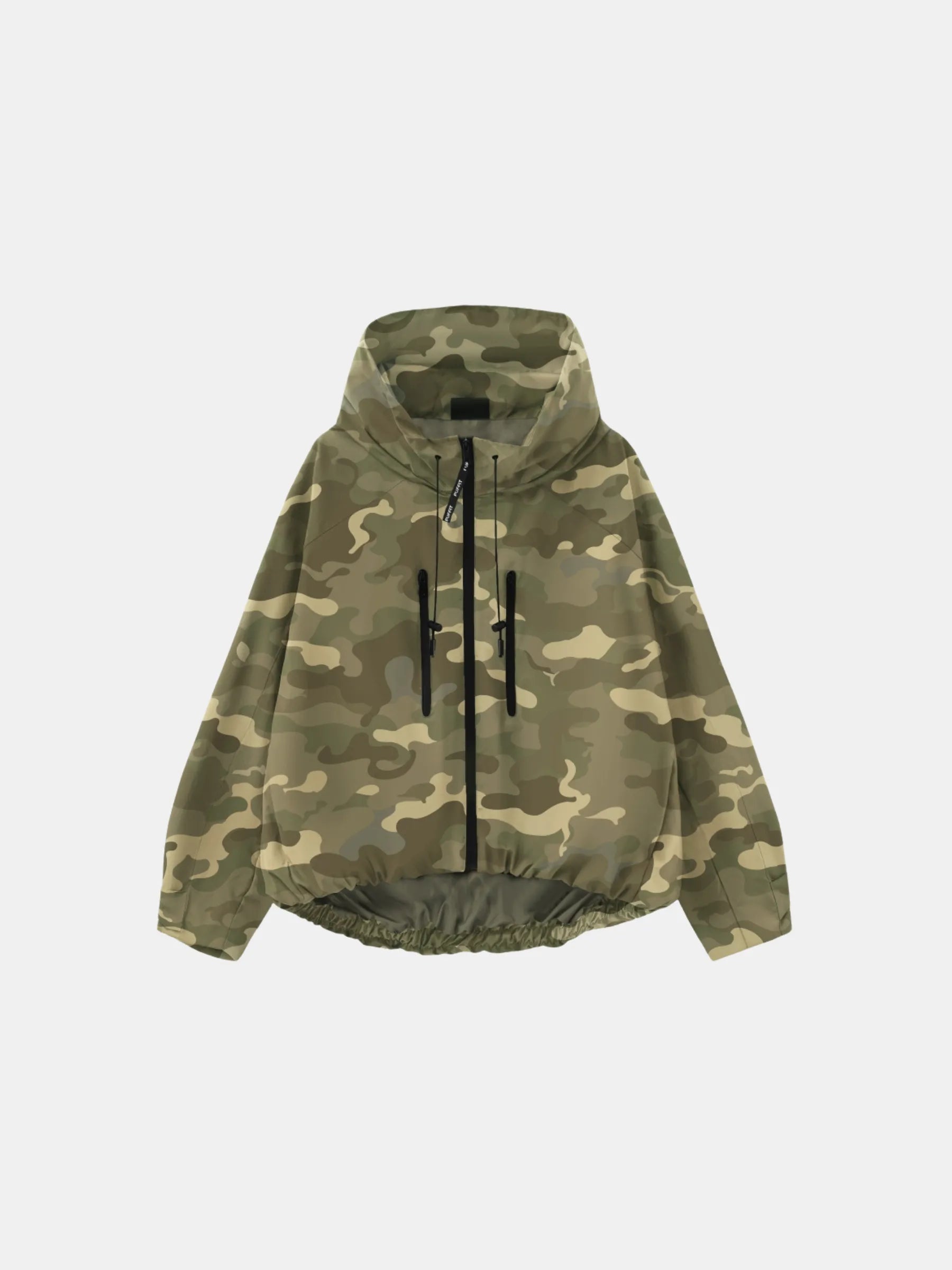 STM-TEX™ Kurze, oversized Regenjacke in Einheitsgröße mit grünem Camouflagemuster