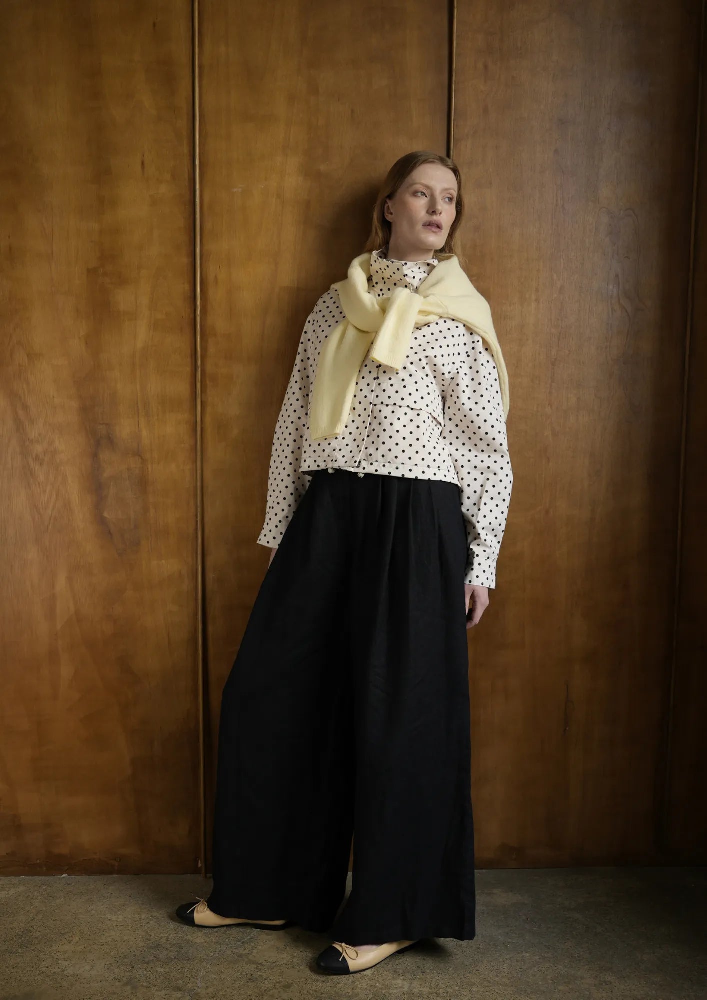 Effortless Style Pin Dot Stand Collar Bomber Jacket