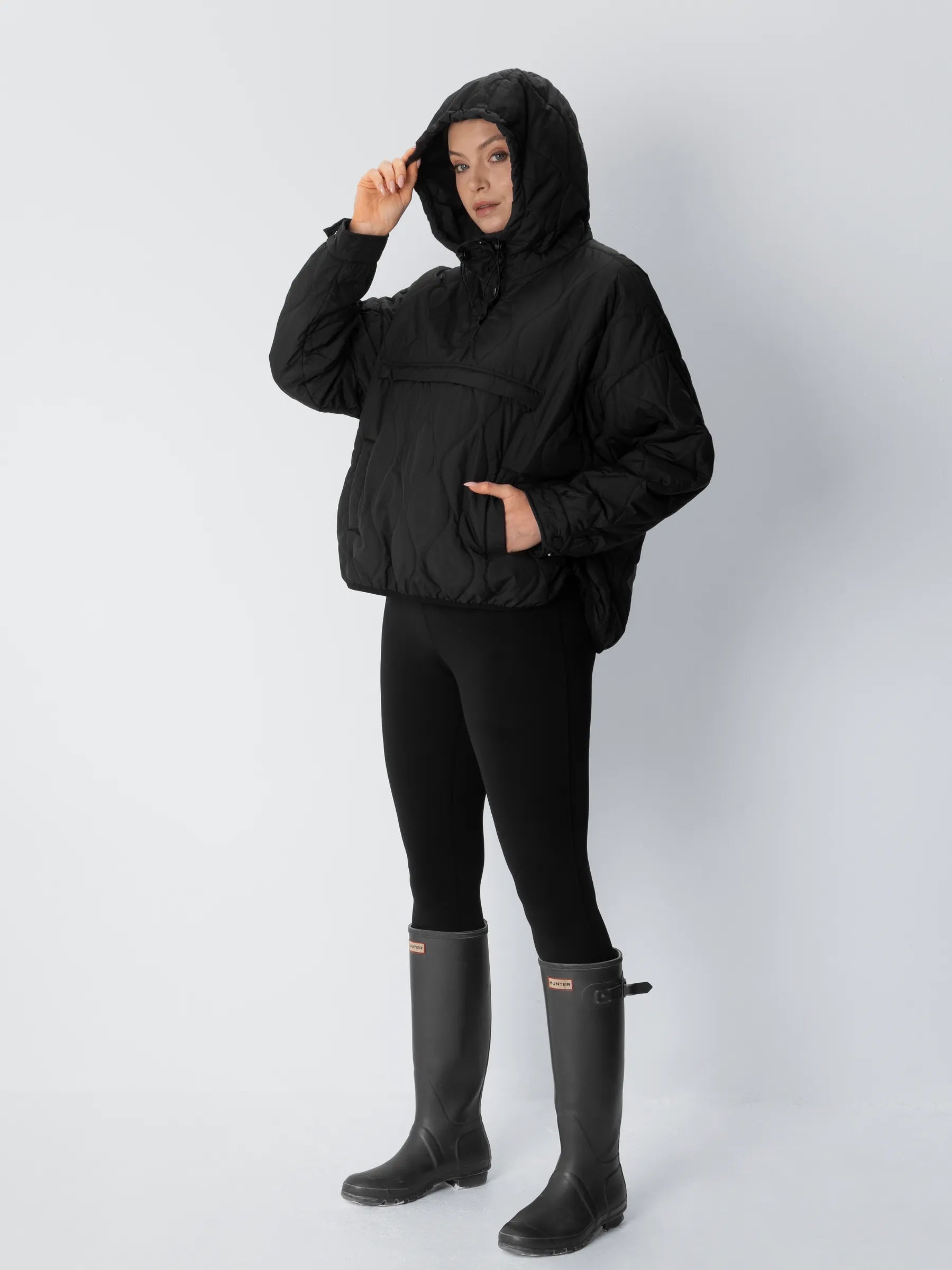 WarmCore™ Kangaroo Pocket Packable Quilted Puffer Hoodie