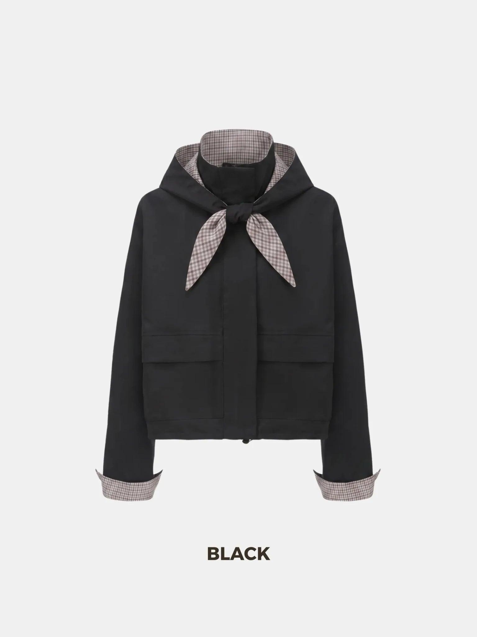 Effortless Style Funnel Collar Bomber Jacket With Hooded Scarf - PUFFIT