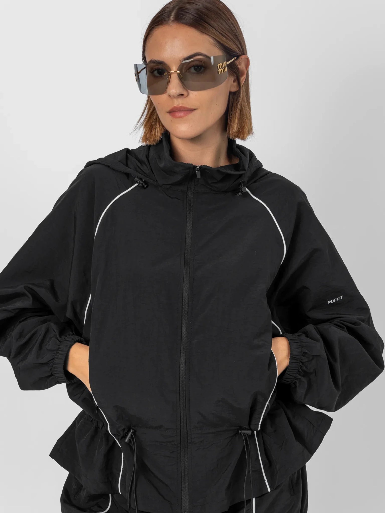 FlowCore™ Water Repellent Full-Zip Packable-Hood Track Jacket - PUFFIT
