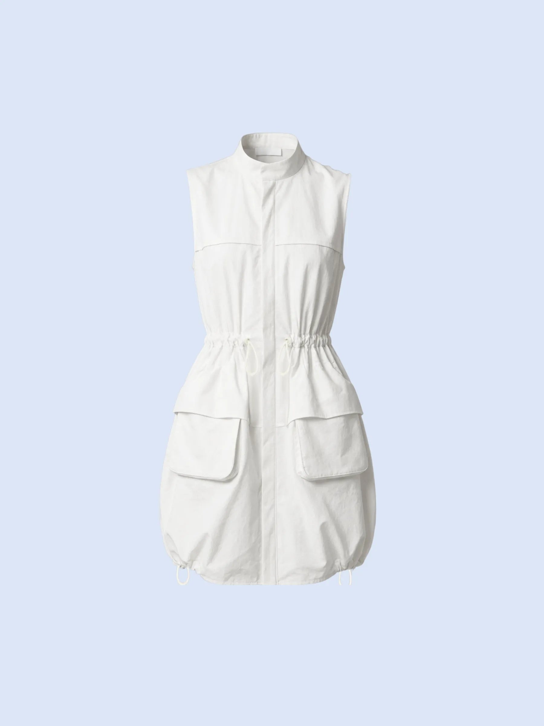 FreshWave™ Drawstring Waist Sleeveless Zipped Long Bubble Dress - PUFFIT