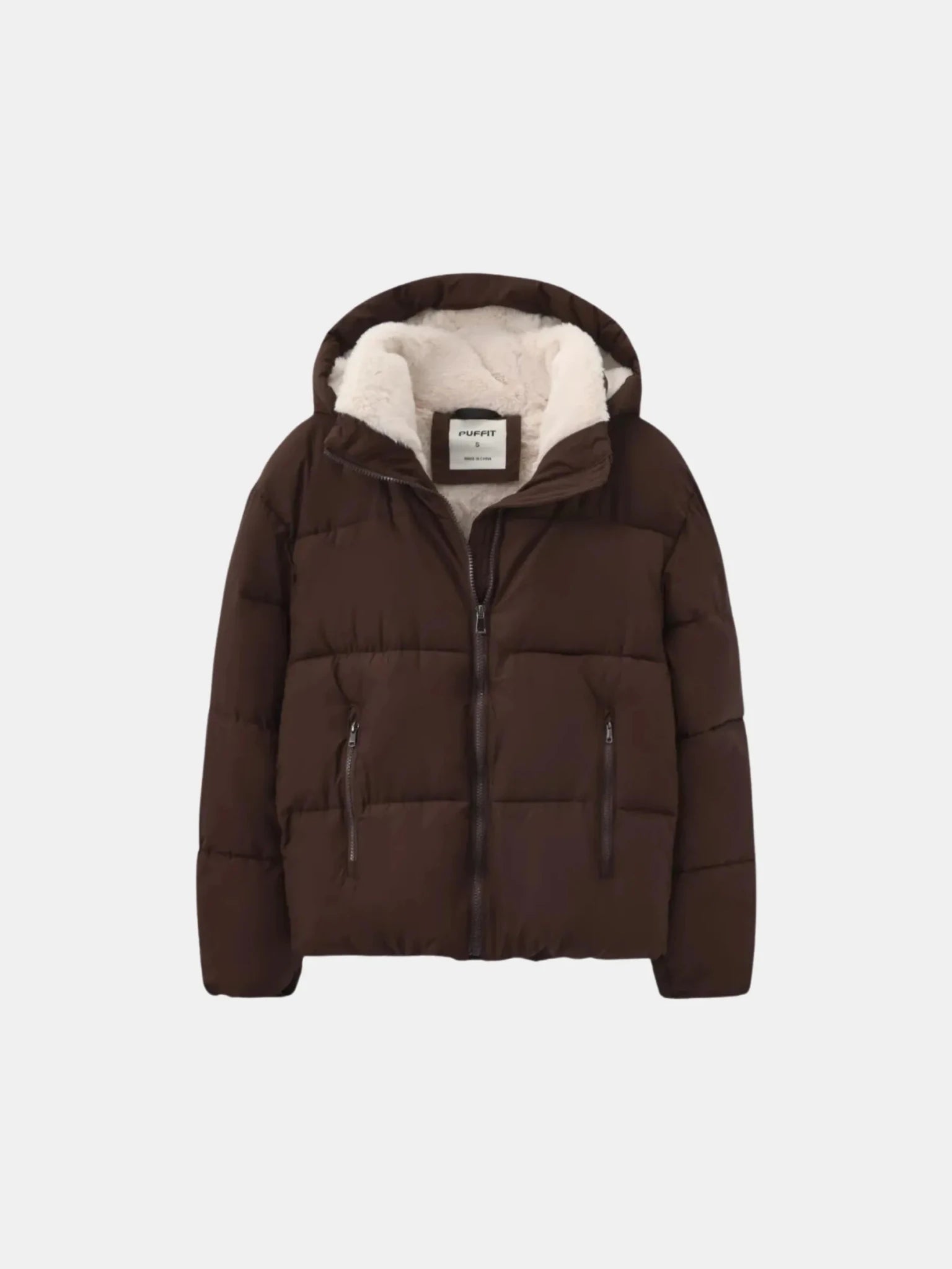 WarmCore™ Short Faux Fur Lined Detachable Hooded Puffer Jacket
