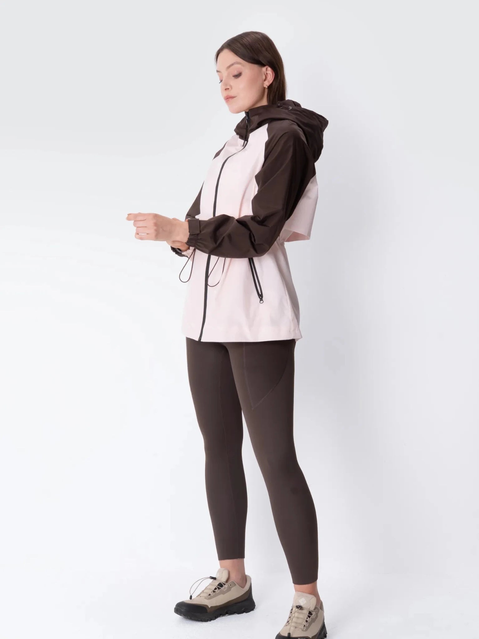 STM-TEX™ Brown/Pink Full-Zip Rain Jacket - PUFFIT