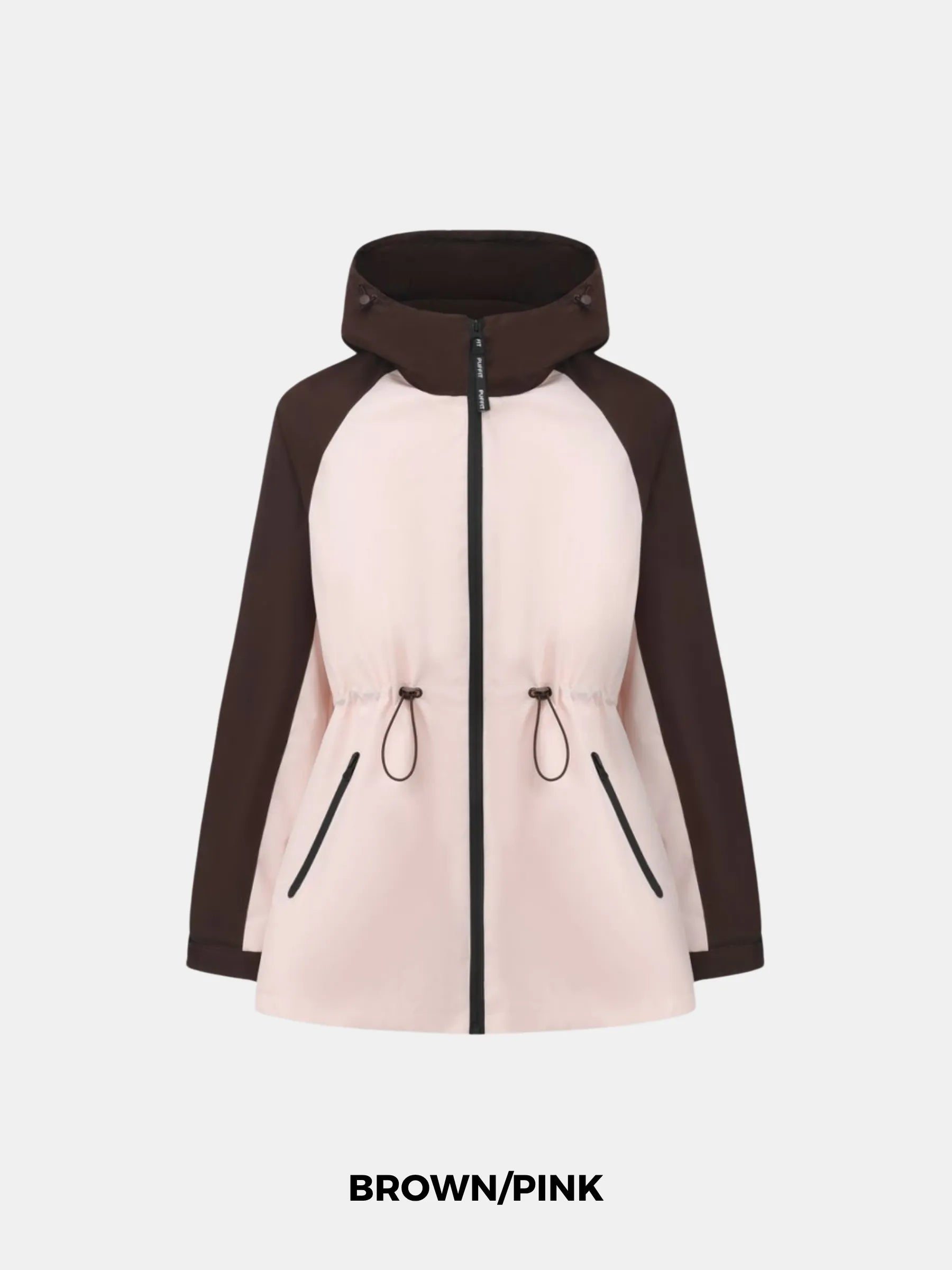 STM-TEX™ Brown/Pink Full-Zip Rain Jacket - PUFFIT