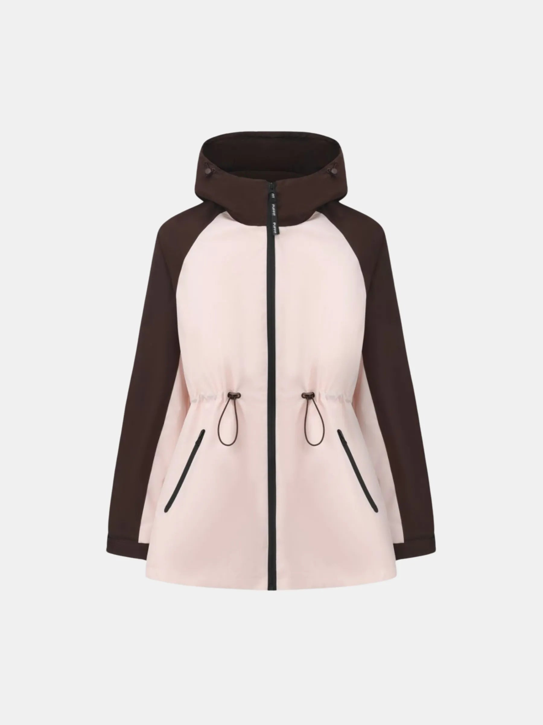 STM-TEX™ Brown/Pink Full-Zip Rain Jacket - PUFFIT