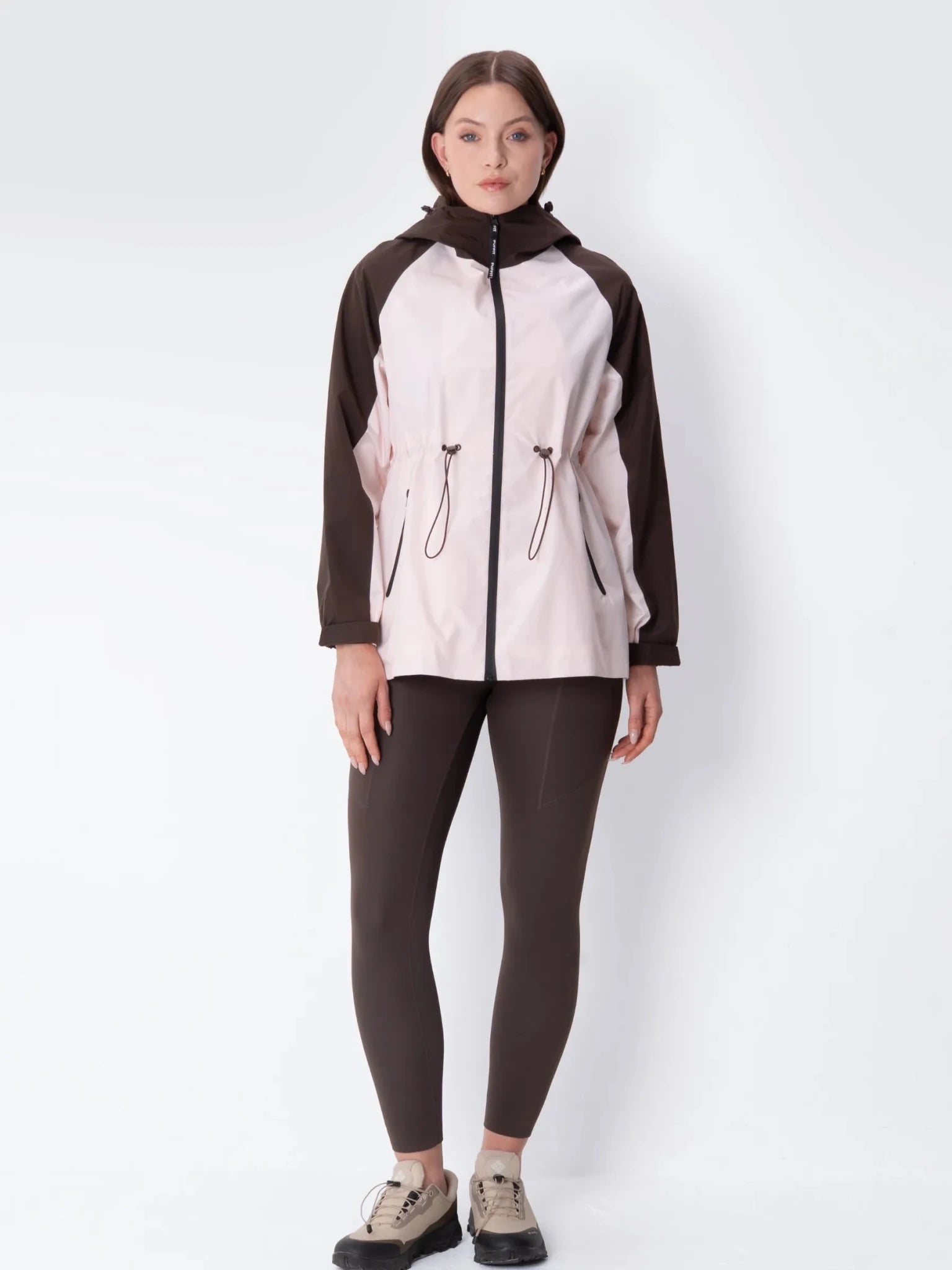 STM-TEX™ Brown/Pink Full-Zip Rain Jacket - PUFFIT