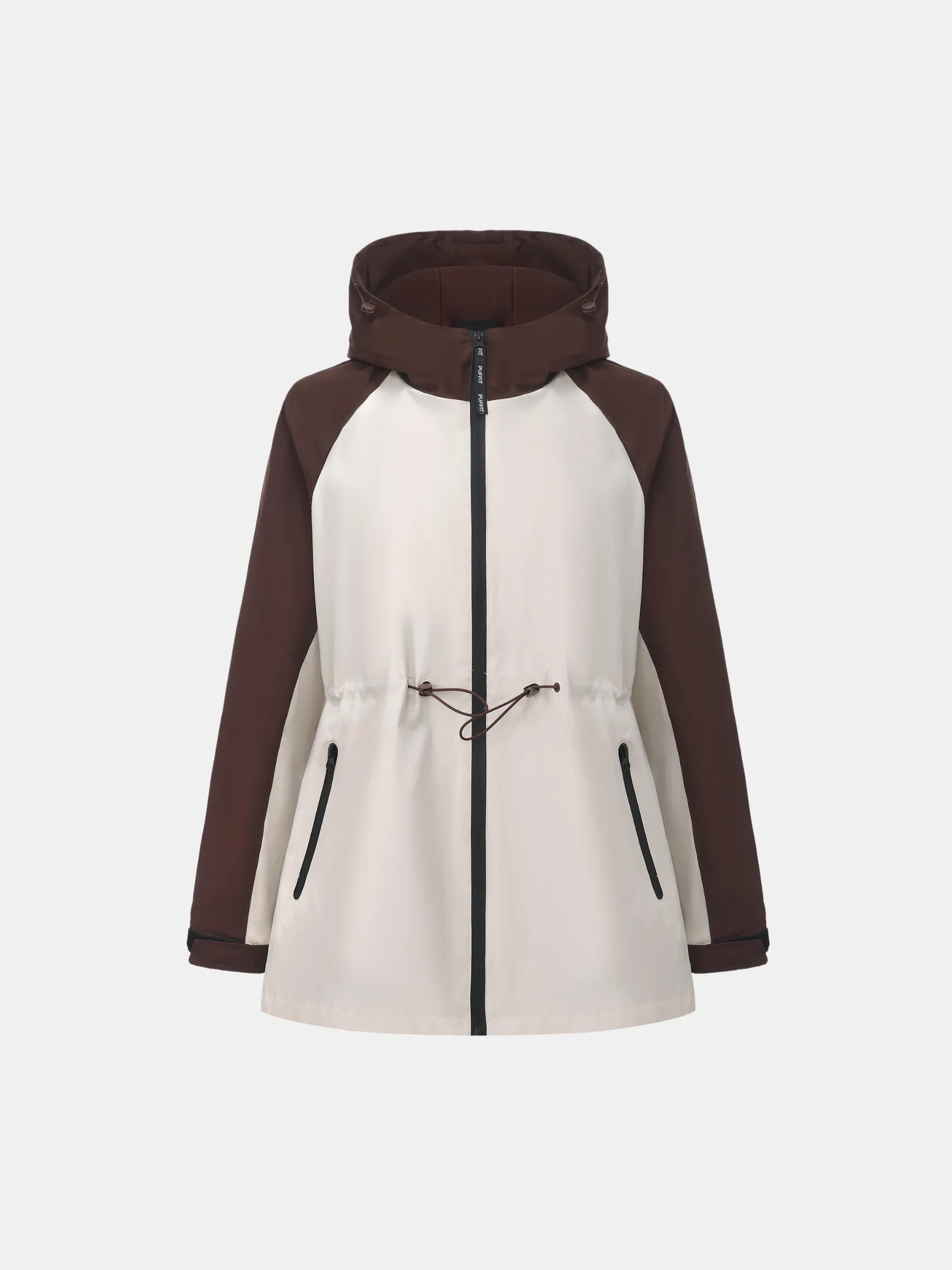 STM-TEX™ Brown/White Full-Zip Rain Jacket - PUFFIT
