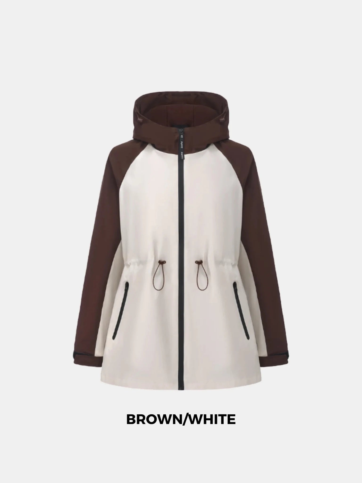 STM-TEX™ Brown/White Full-Zip Rain Jacket - PUFFIT