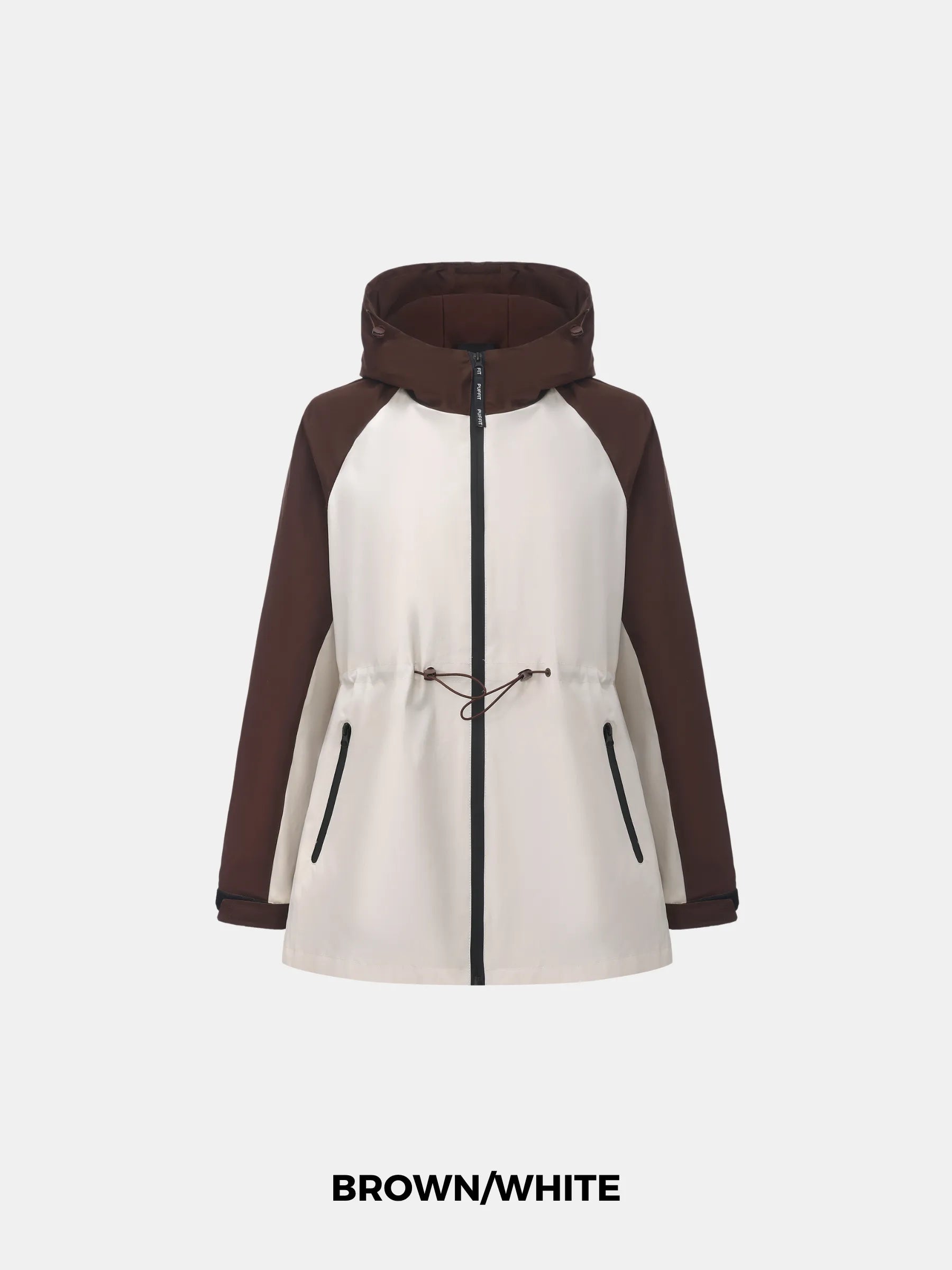 STM-TEX™ Brown/White Full-Zip Rain Jacket - PUFFIT