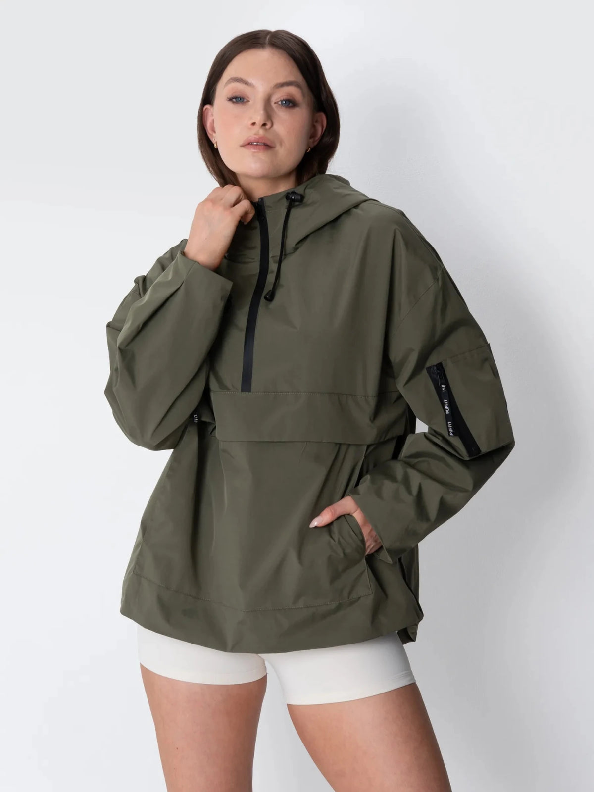 STM-TEX™ Classic Relaxed Fit Rain Hoodie - Army Green - PUFFITPK09