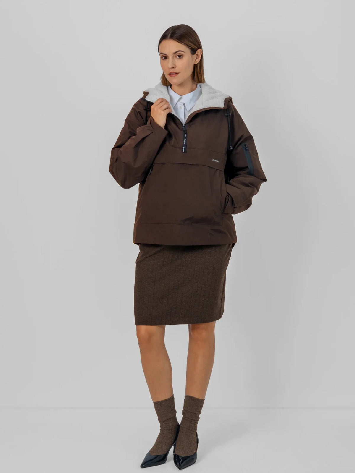 STM-TEX™ Classic Relaxed Fit Rain Hoodie - Mocha Brown - PUFFITPK09
