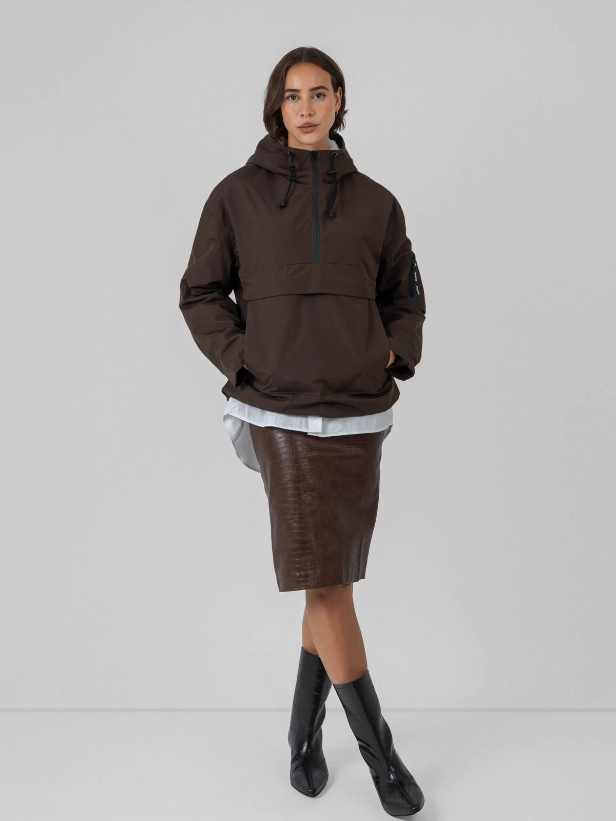 STM-TEX™ Klassischer Regen-Hoodie mit Kunstpelzfutter und legerer Passform