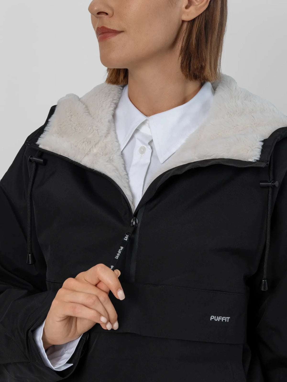 STM-TEX™ Faux Fur Lined Classic Relaxed Fit Rain Hoodie - PUFFITPK09Faux Fur