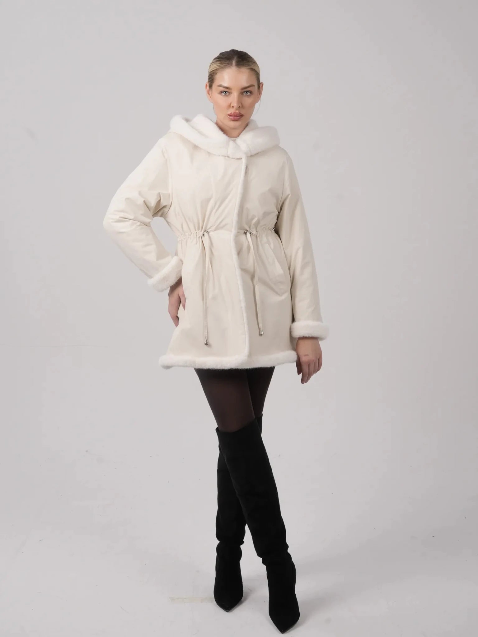 STM-TEX™ Faux Fur Lined Mid Length Rain Coat - PUFFIT