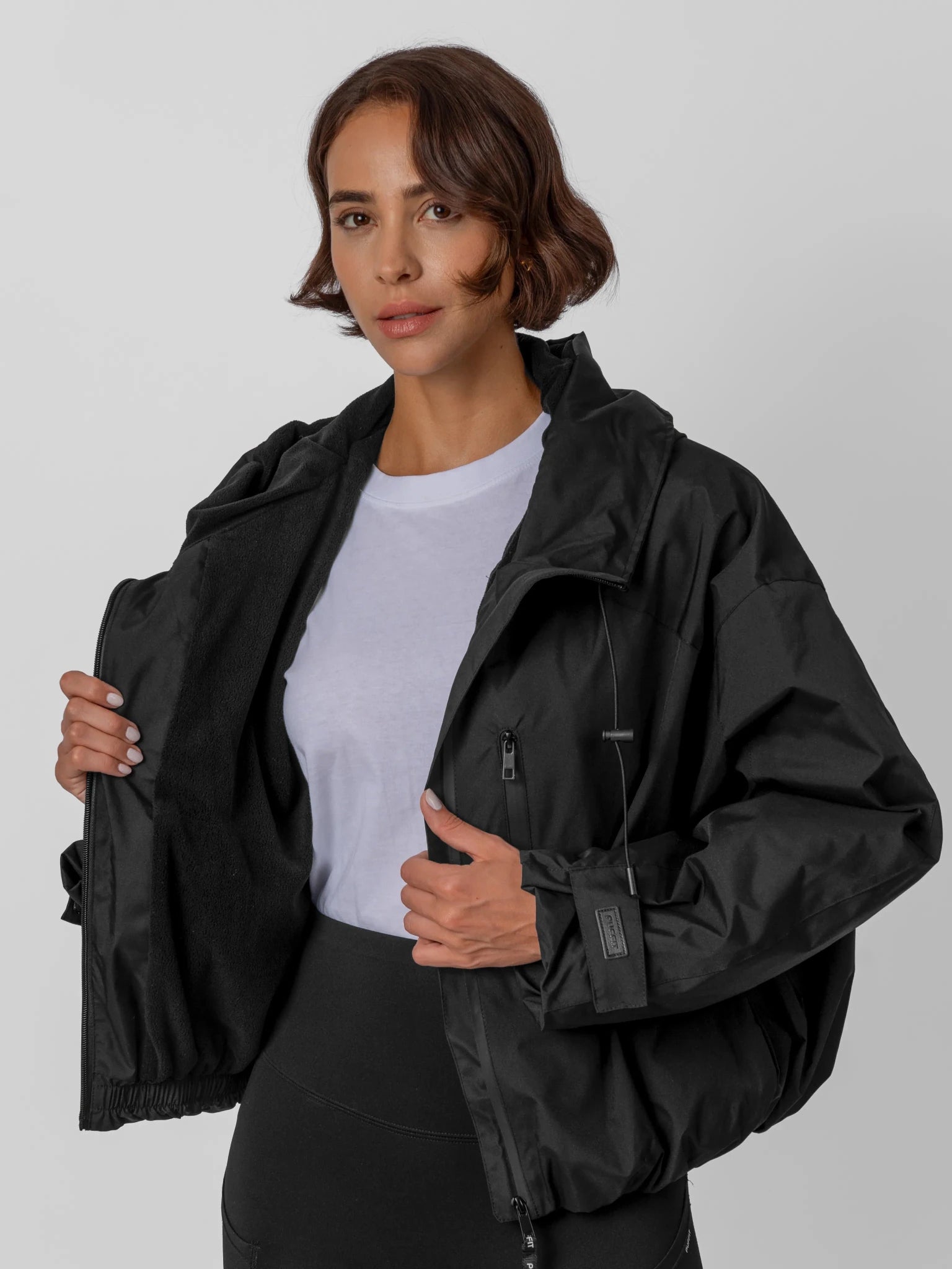 STM-TEX™ Fleece Lined One Size Short Oversized Rain Jacket - PUFFIT