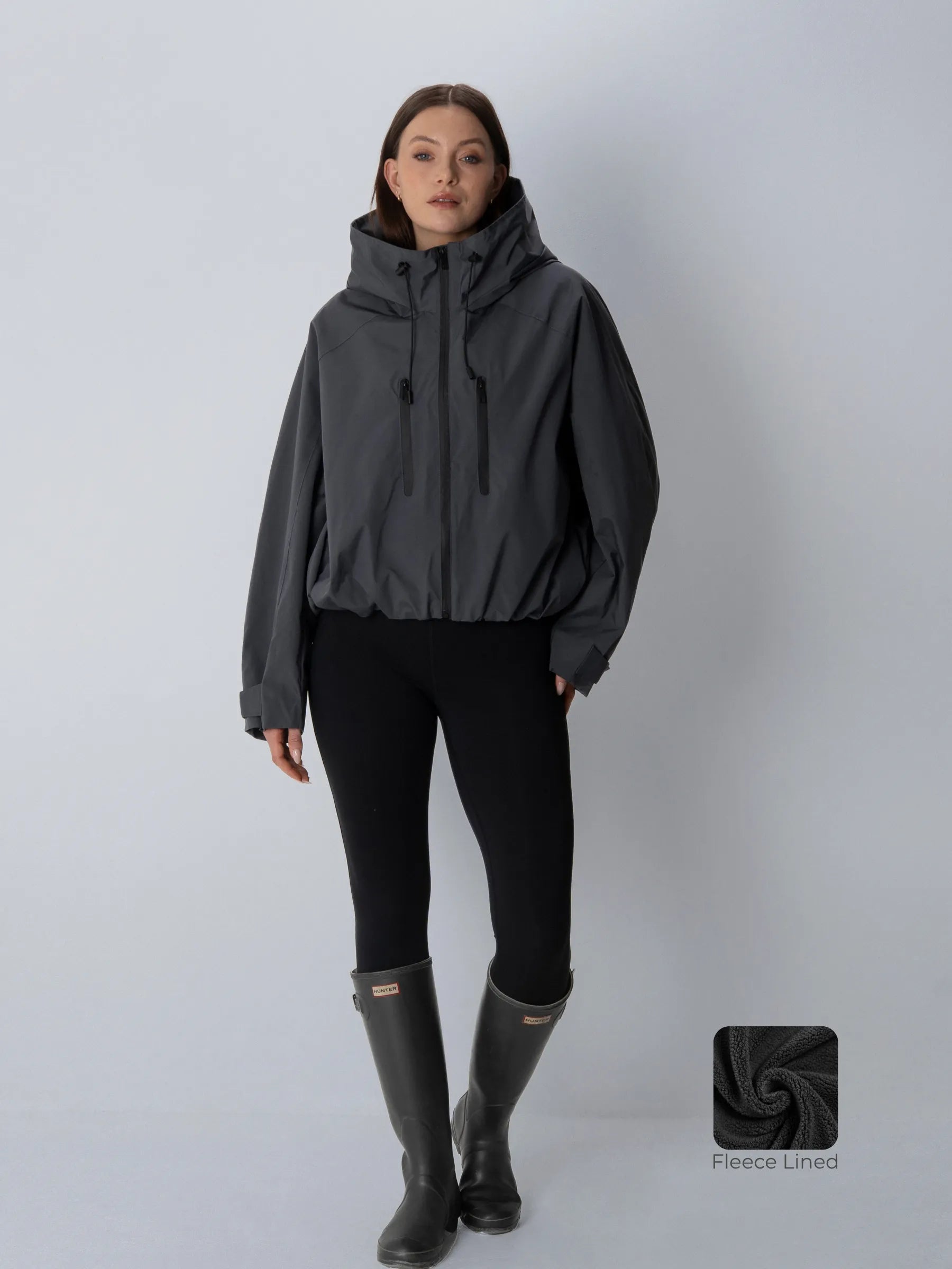 STM-TEX™ Fleece Lined One Size Short Oversized Rain Jacket - PUFFIT