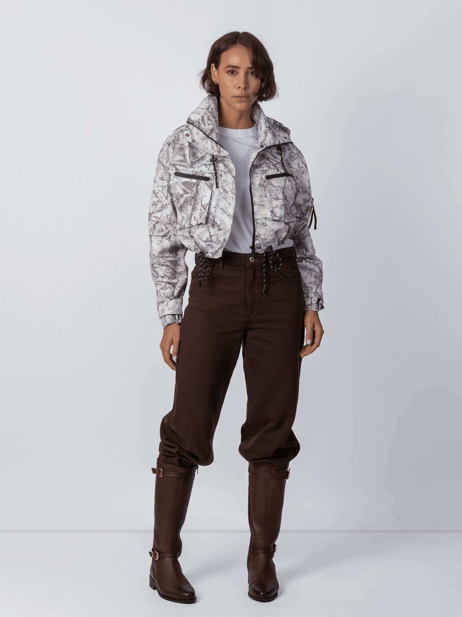 STM-TEX™ Mist Camo Cropped Detached Hooded Rain Jacket - PUFFIT