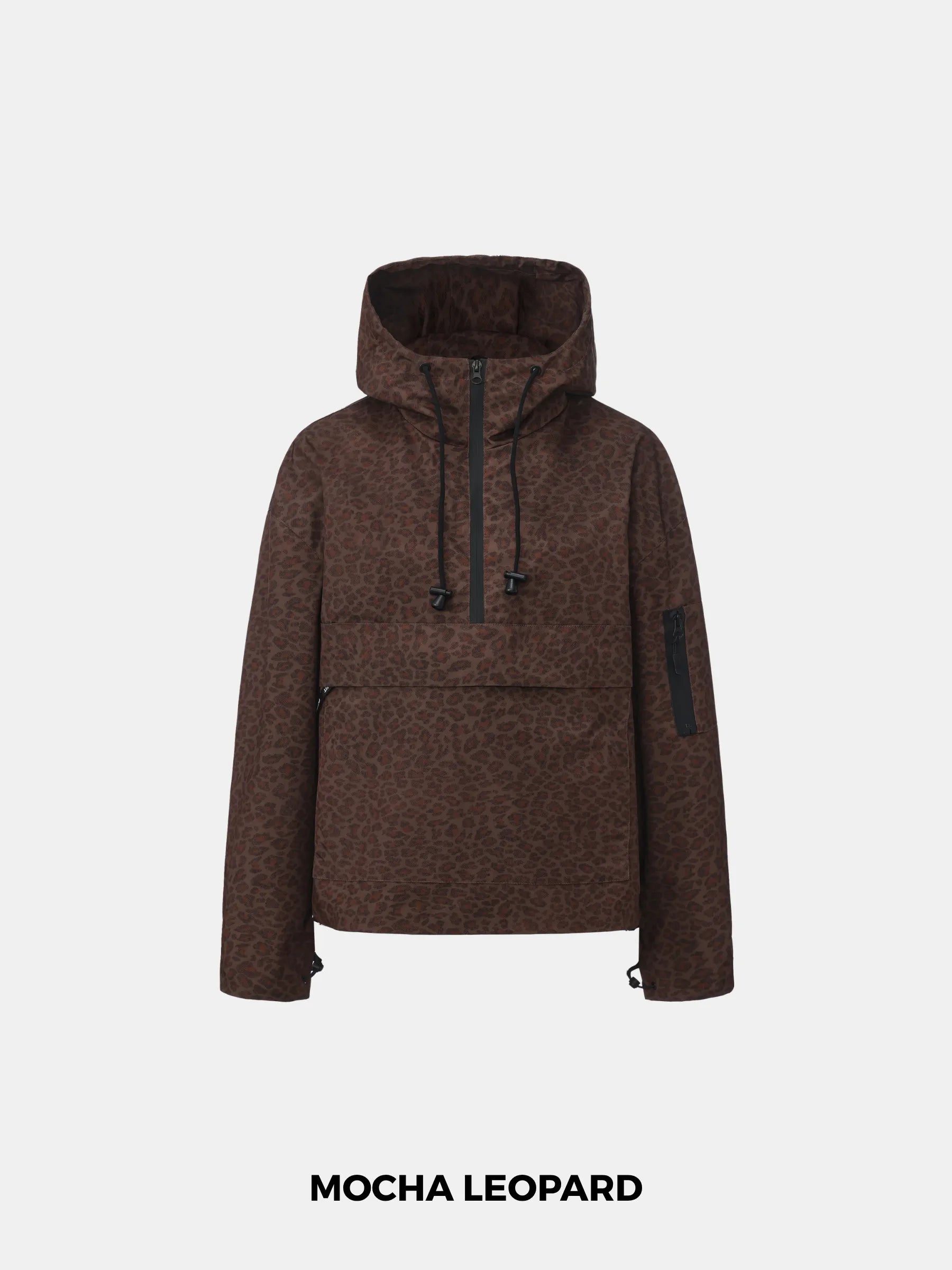 STM-TEX™ Mocha Leopard Relaxed Fit Rain Hoodie - PUFFIT
