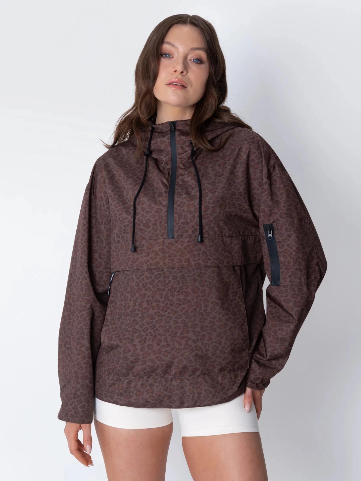STM-TEX™ Mocha Leopard Relaxed Fit Rain Hoodie - PUFFIT