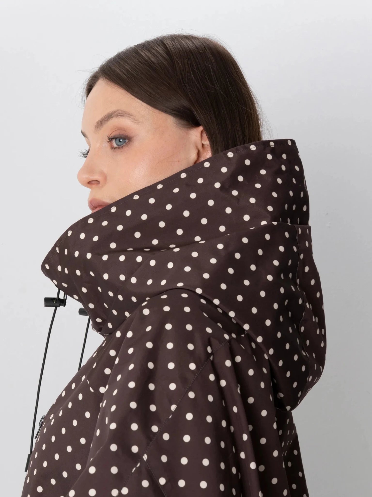 STM-TEX™ One Size Brown Dot Short Oversized Rain Jacket - PUFFIT