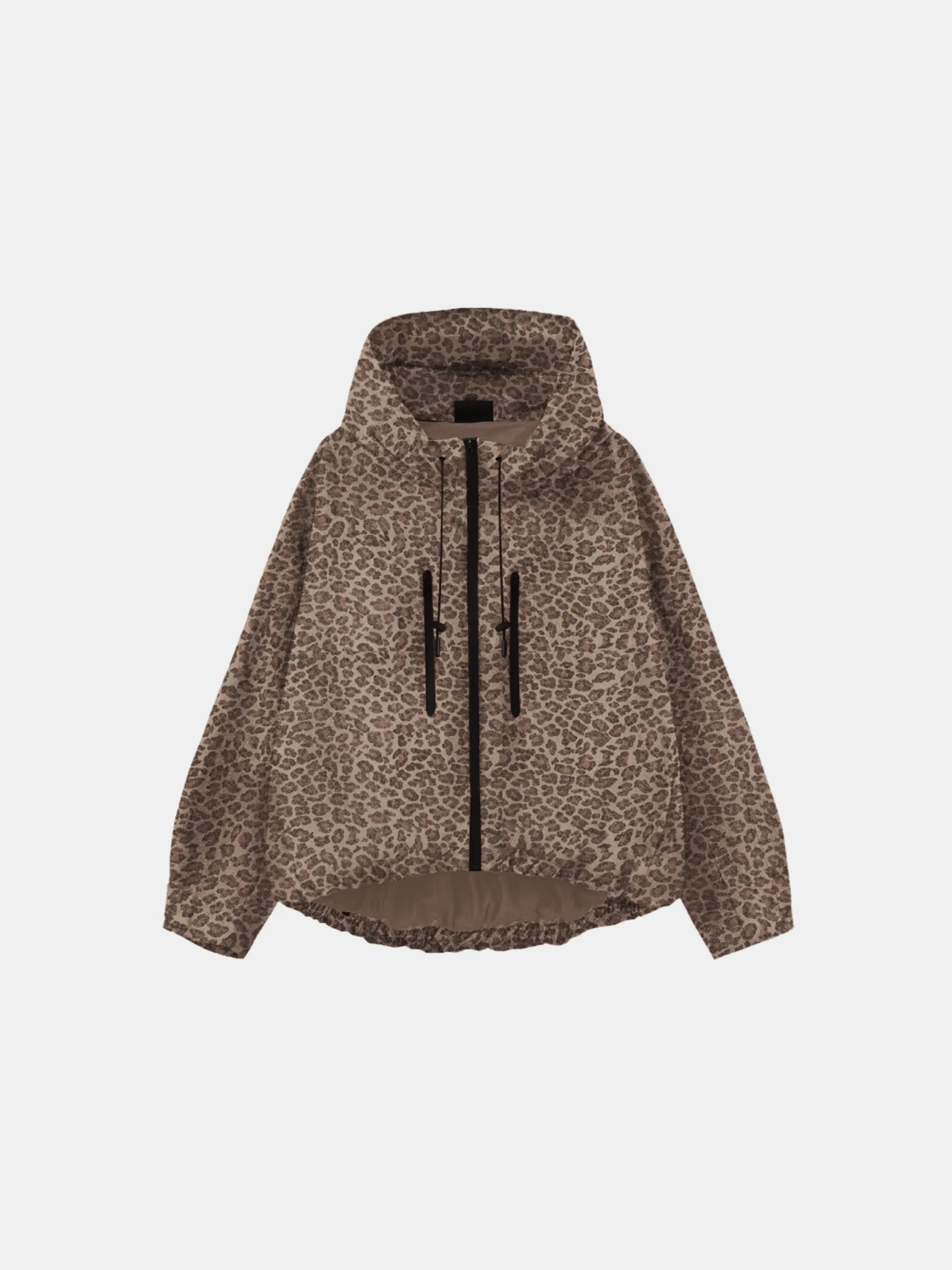 STM-TEX™ One Size Leopard Print Short Oversized Rain Jacket - PUFFIT