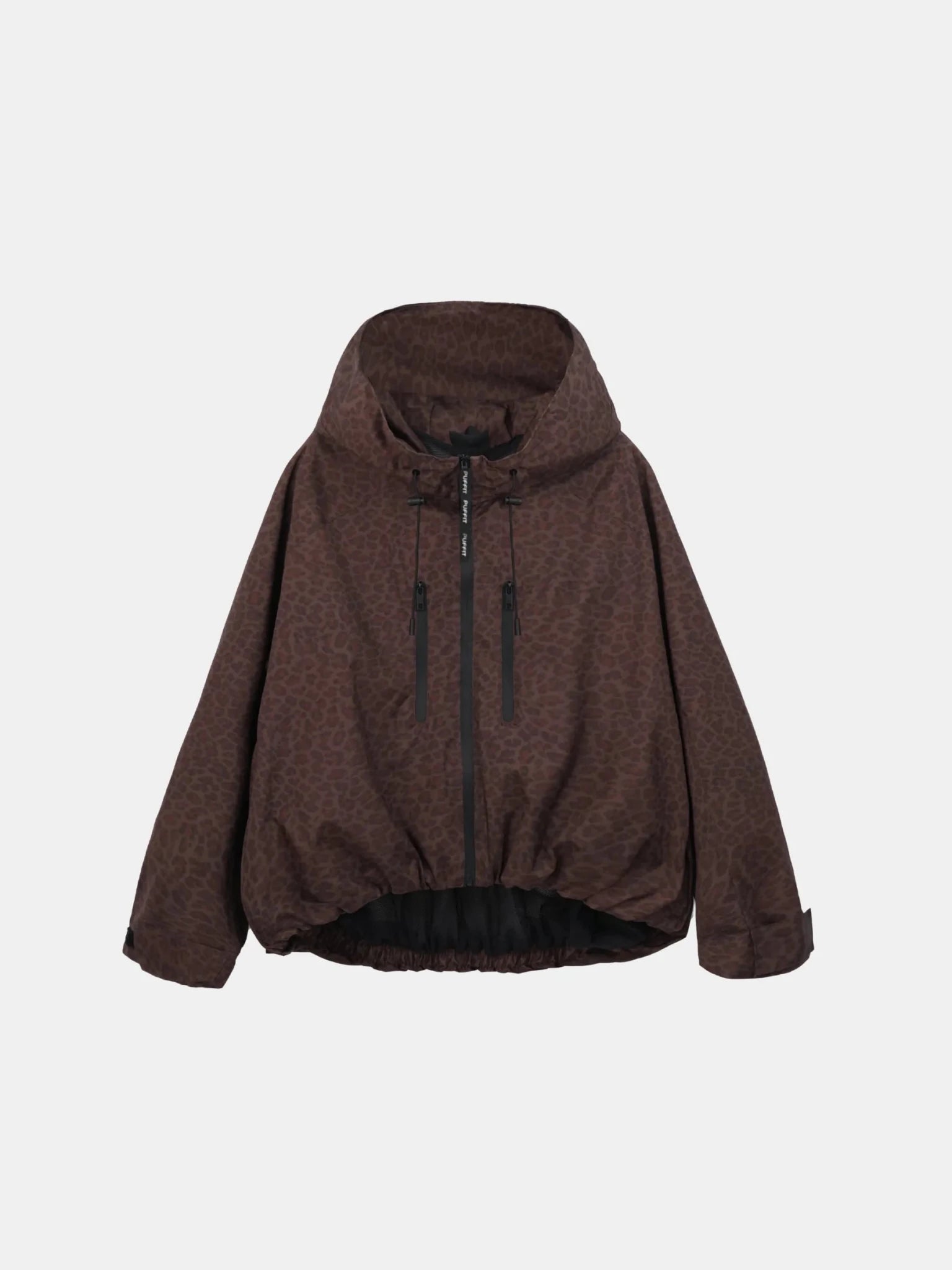 STM-TEX™ One Size Mocha Leopard Short Oversized Rain Jacket - PUFFIT
