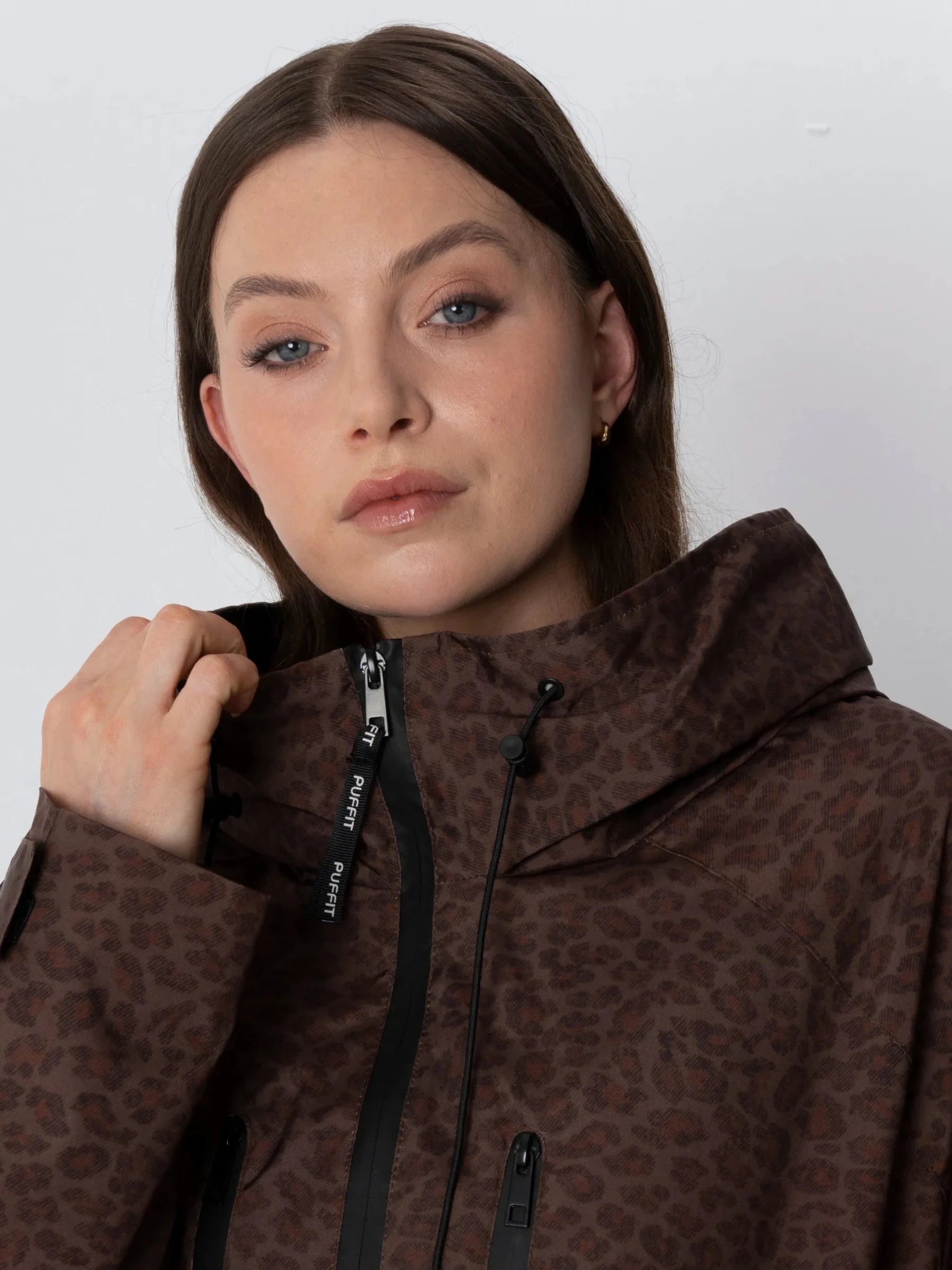 STM-TEX™ One Size Mocha Leopard Short Oversized Rain Jacket - PUFFIT