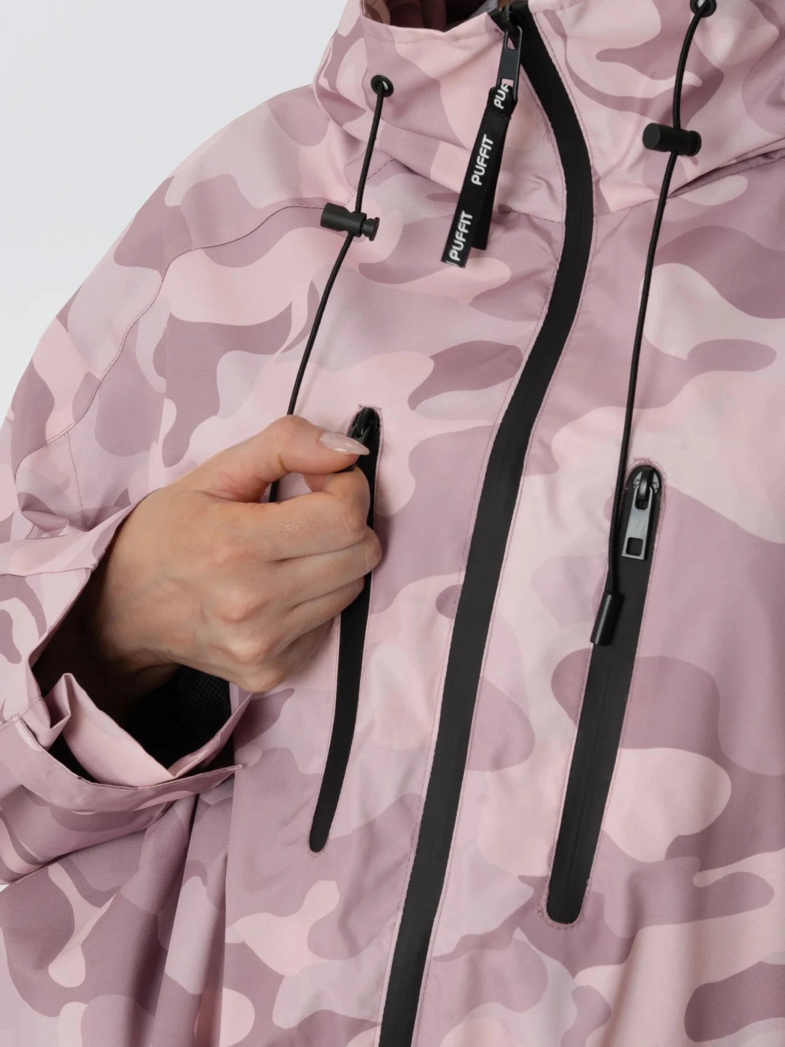 STM-TEX™ One Size Pink Camo Short Oversized Rain Jacket - PUFFIT