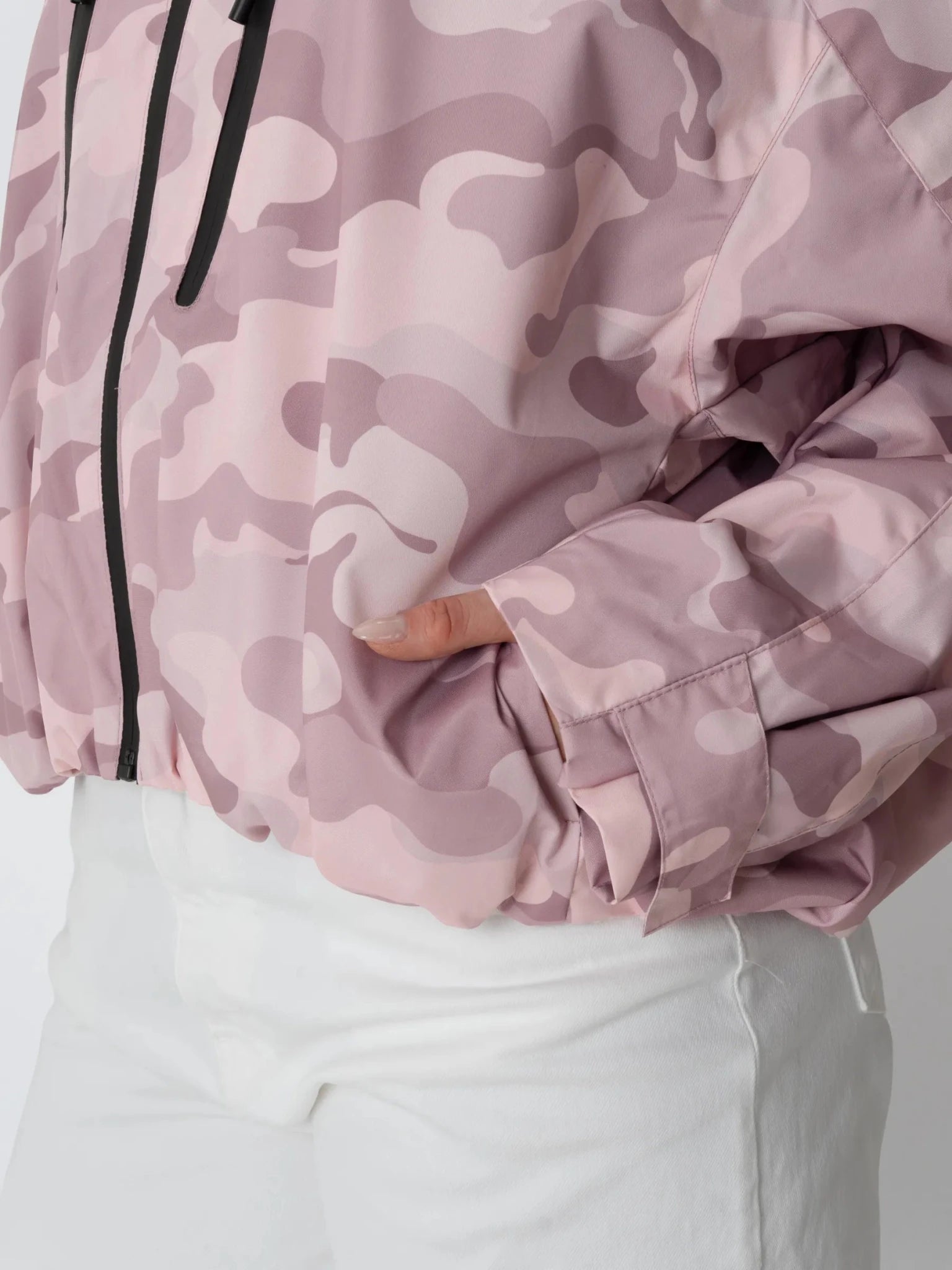 STM-TEX™ One Size Pink Camo Short Oversized Rain Jacket - PUFFIT