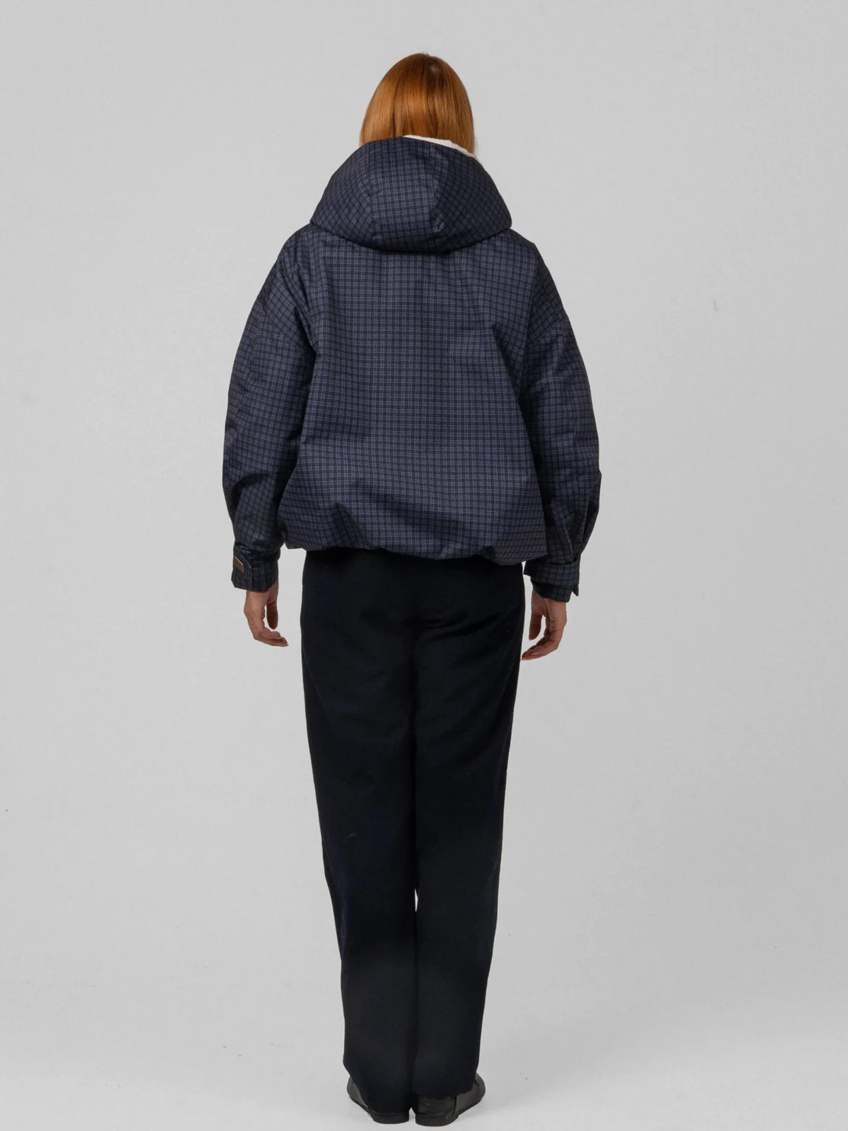 STM-TEX™ One Size Royal Blue Check Short Oversized Rain Jacket