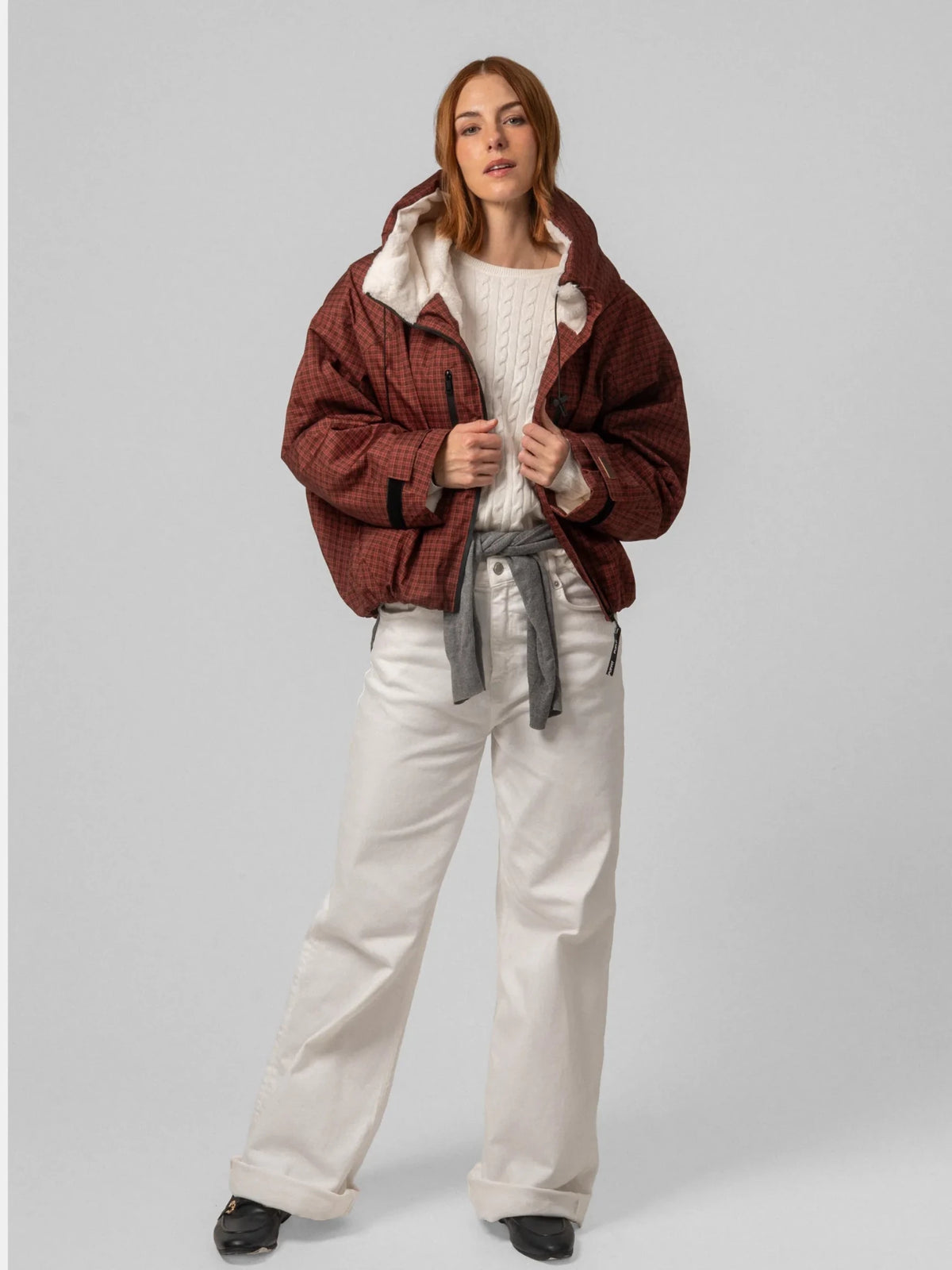 STM-TEX™ One Size Ruby Check Short Oversized Rain Jacket
