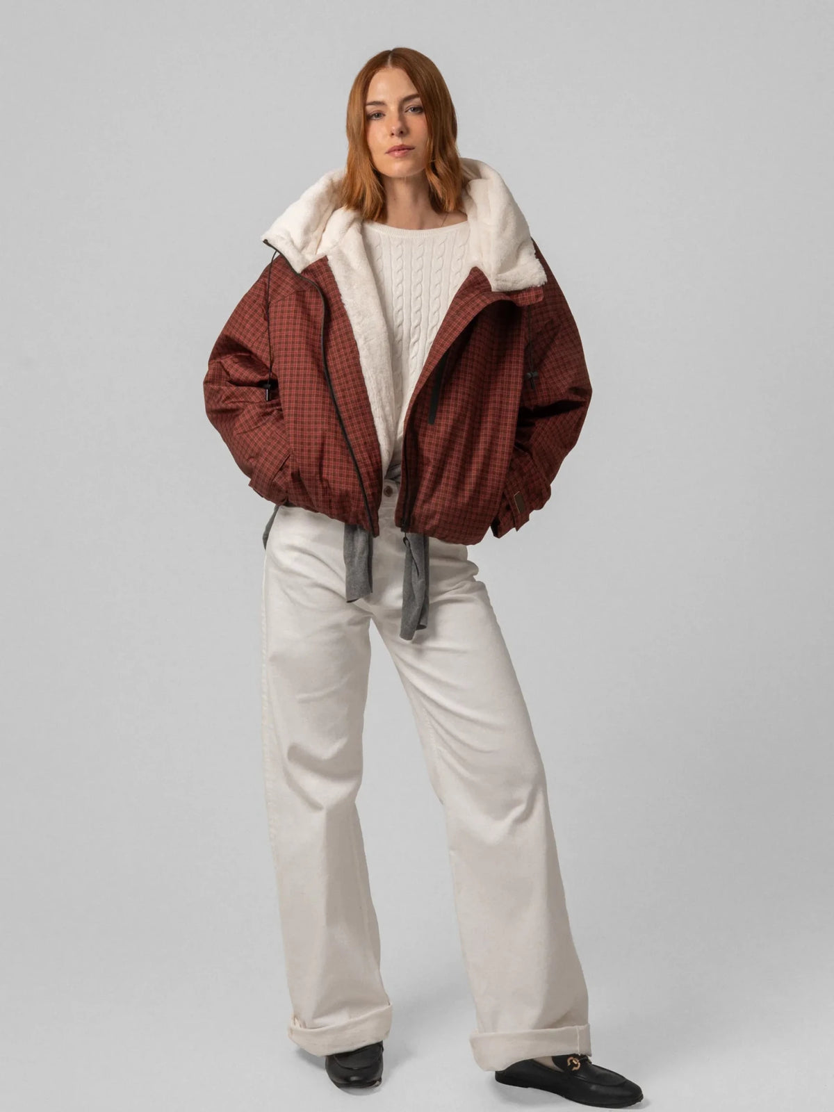 STM-TEX™ One Size Ruby Check Short Oversized Rain Jacket
