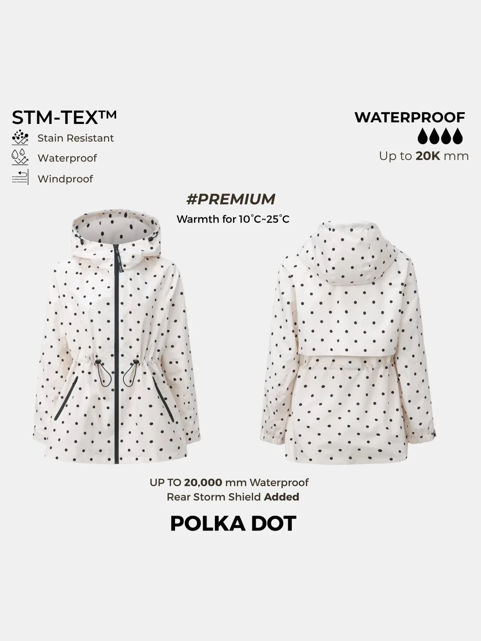 STM-TEX™ Polka Dot Full-Zip Rain Jacket - PUFFIT