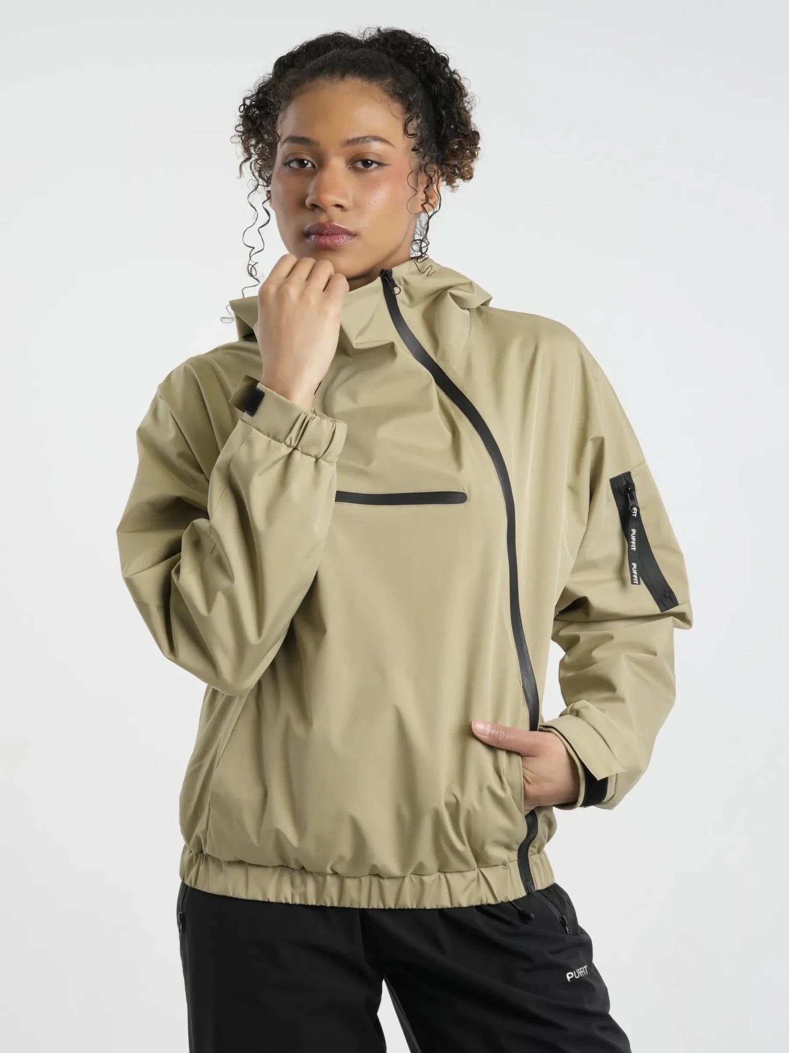 STM-TEX™ Short Asymmetric Zip Rain Hoodie - PUFFIT