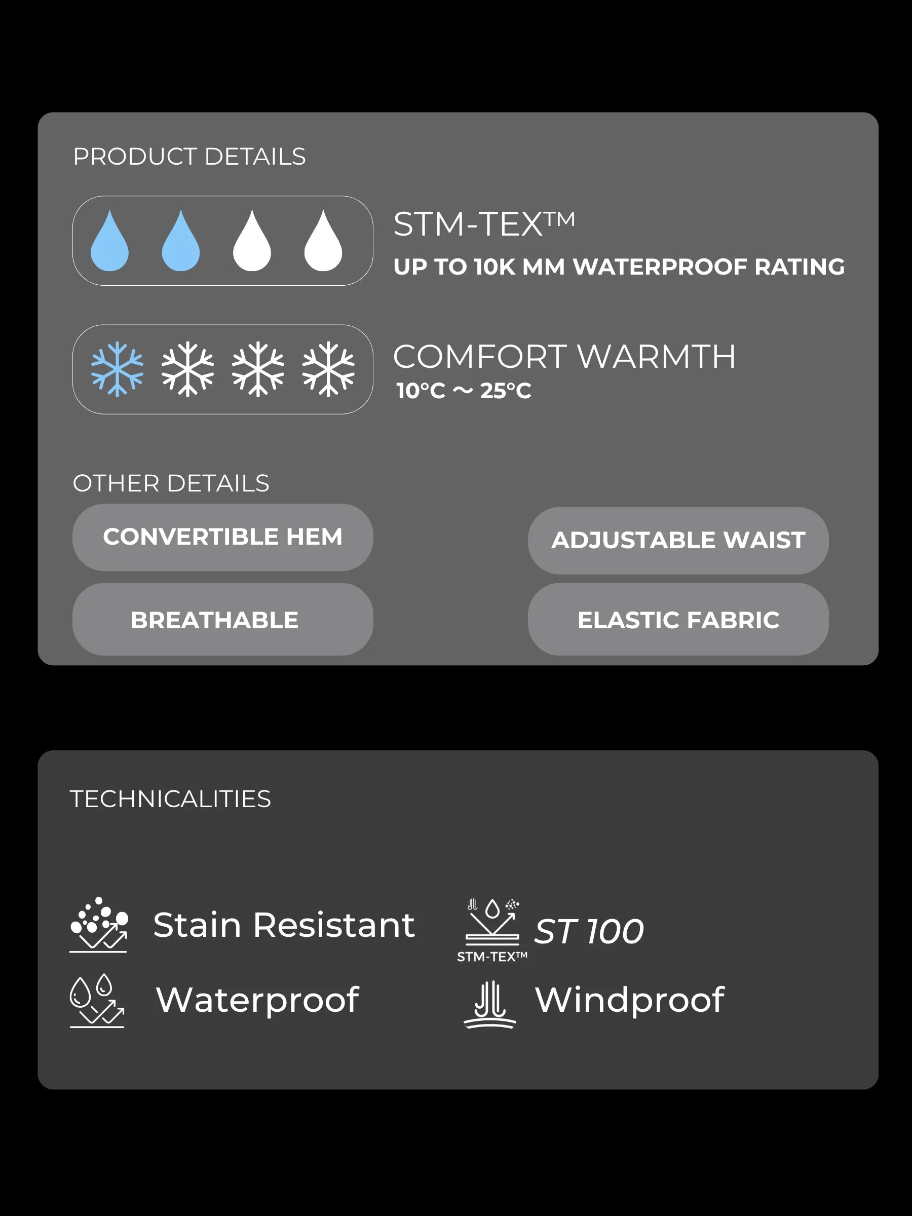 STM-TEX™ Waterproof Slim Fit Flared Pants - PUFFIT