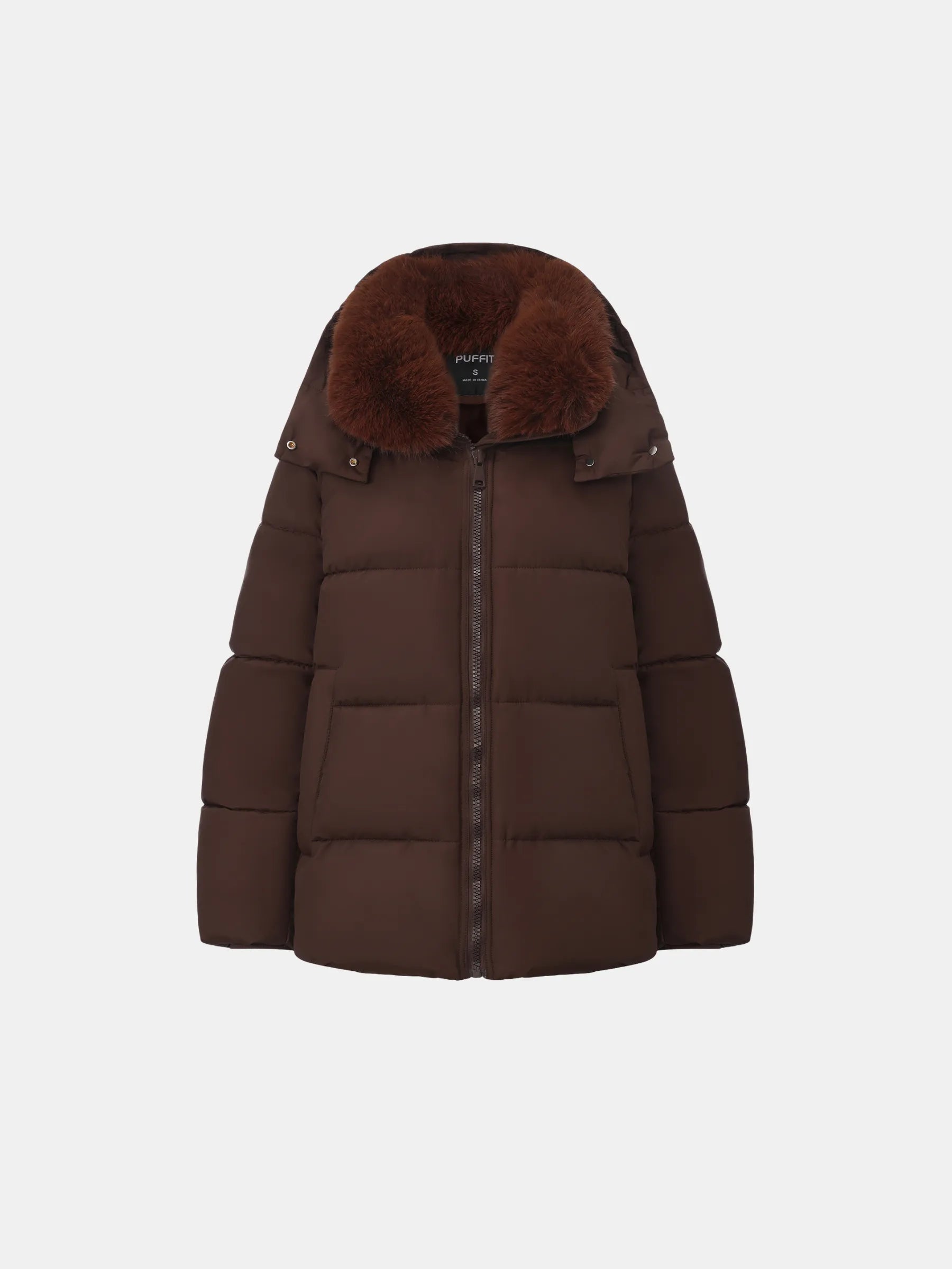 WarmCore™ Detachable Faux Fur Collar Hooded Puffer - PUFFIT